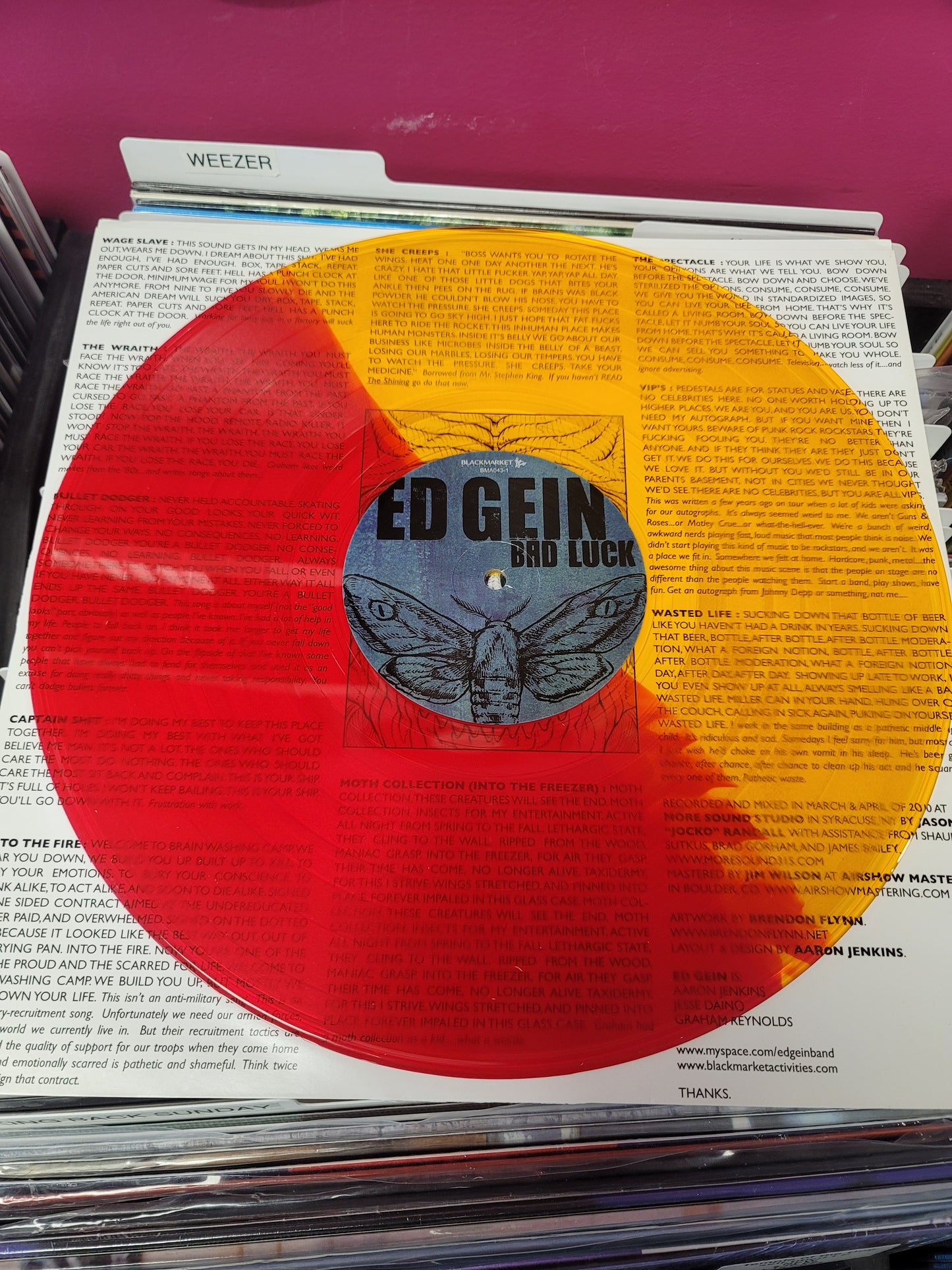 USED: Ed Gein - Bad Luck LP record (red/orange split colored vinyl)