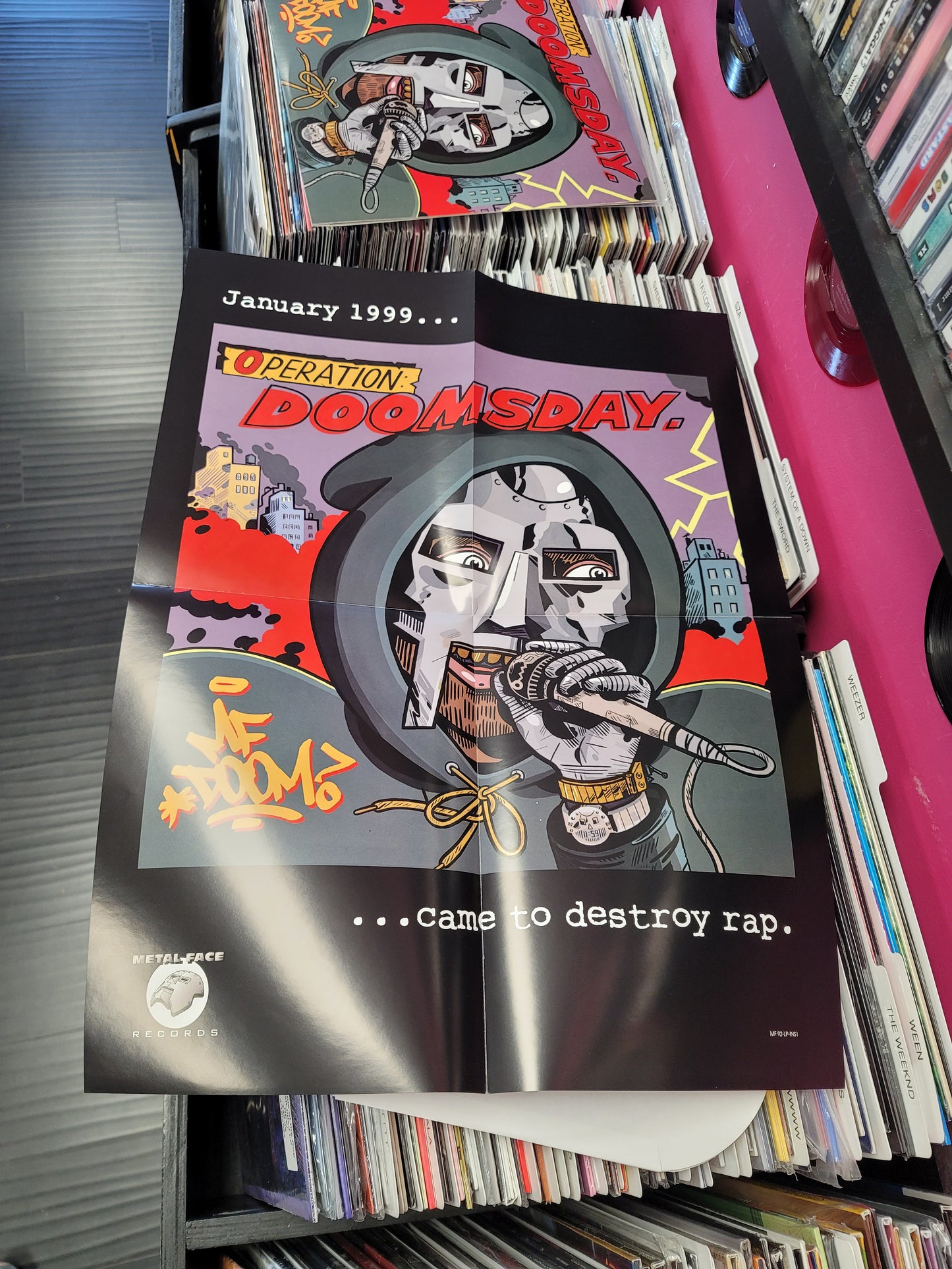 USED: MF DOOM - Operation Doomsday LP record (red/black split vinyl)