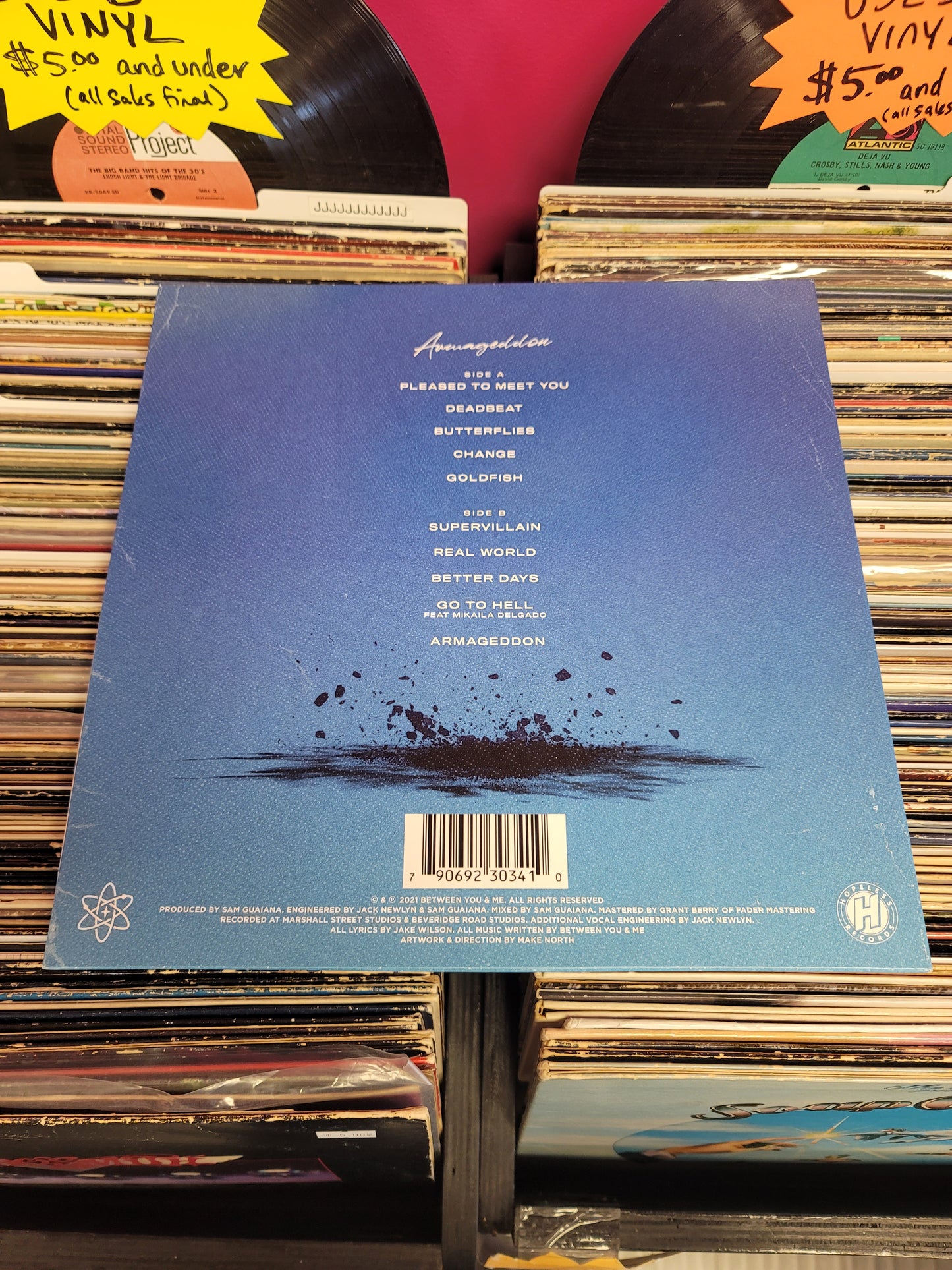 USED: Between You And Me - Armageddon LP record (pink vinyl)