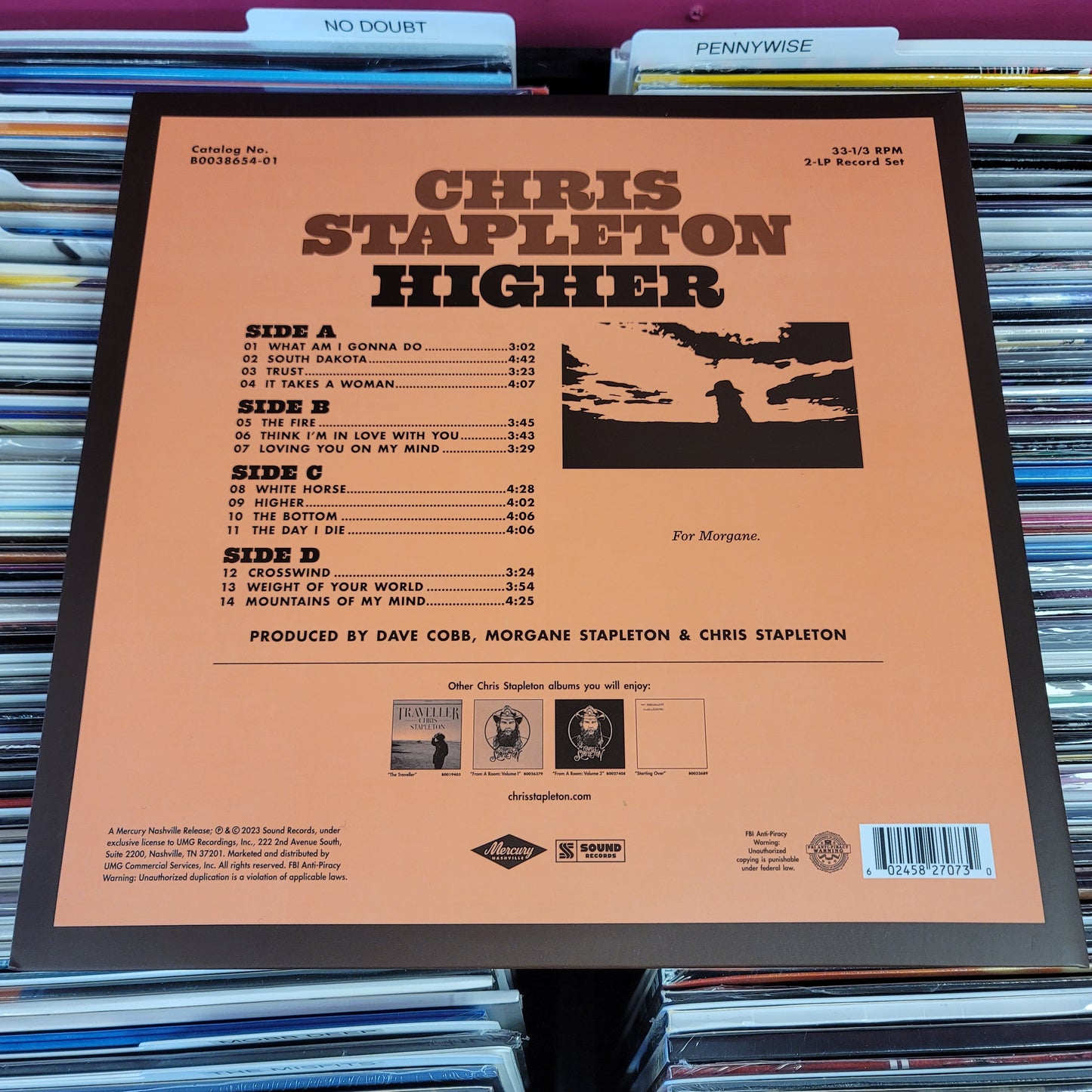 USED: Chris Stapleton - Higher LP record (bone colored vinyl)