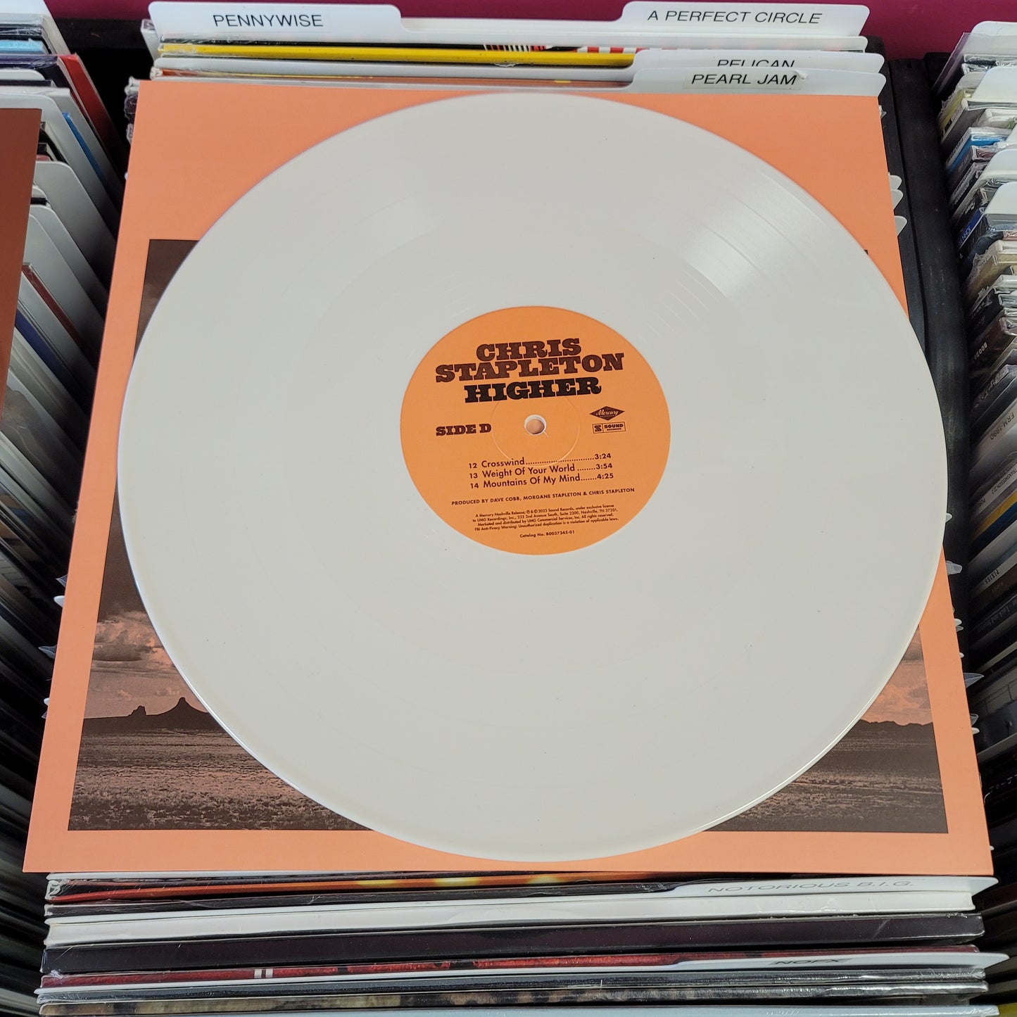 USED: Chris Stapleton - Higher LP record (bone colored vinyl)