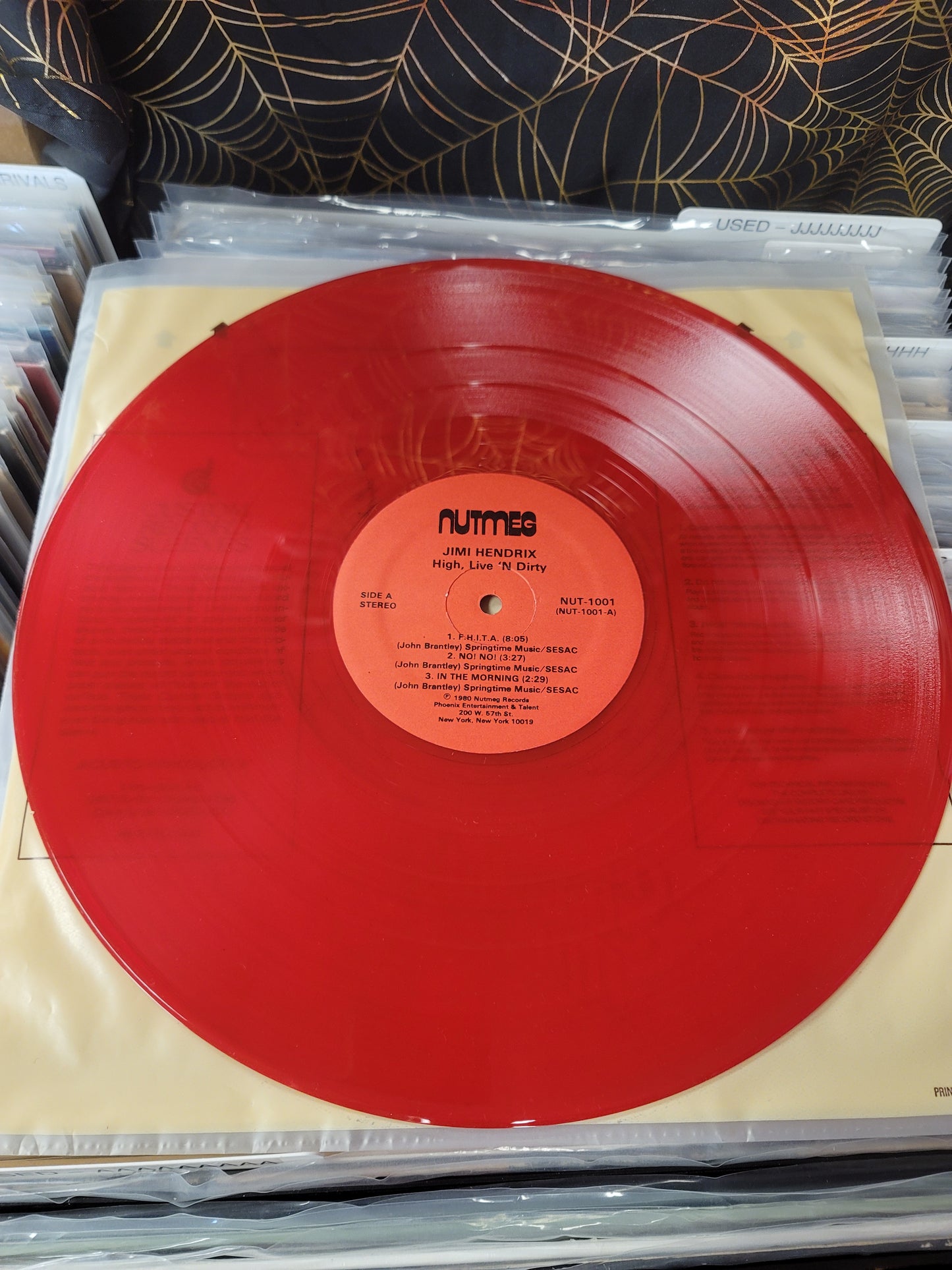USED: Jimi Hendrix - High, Live n' Dirty LP record (red vinyl)