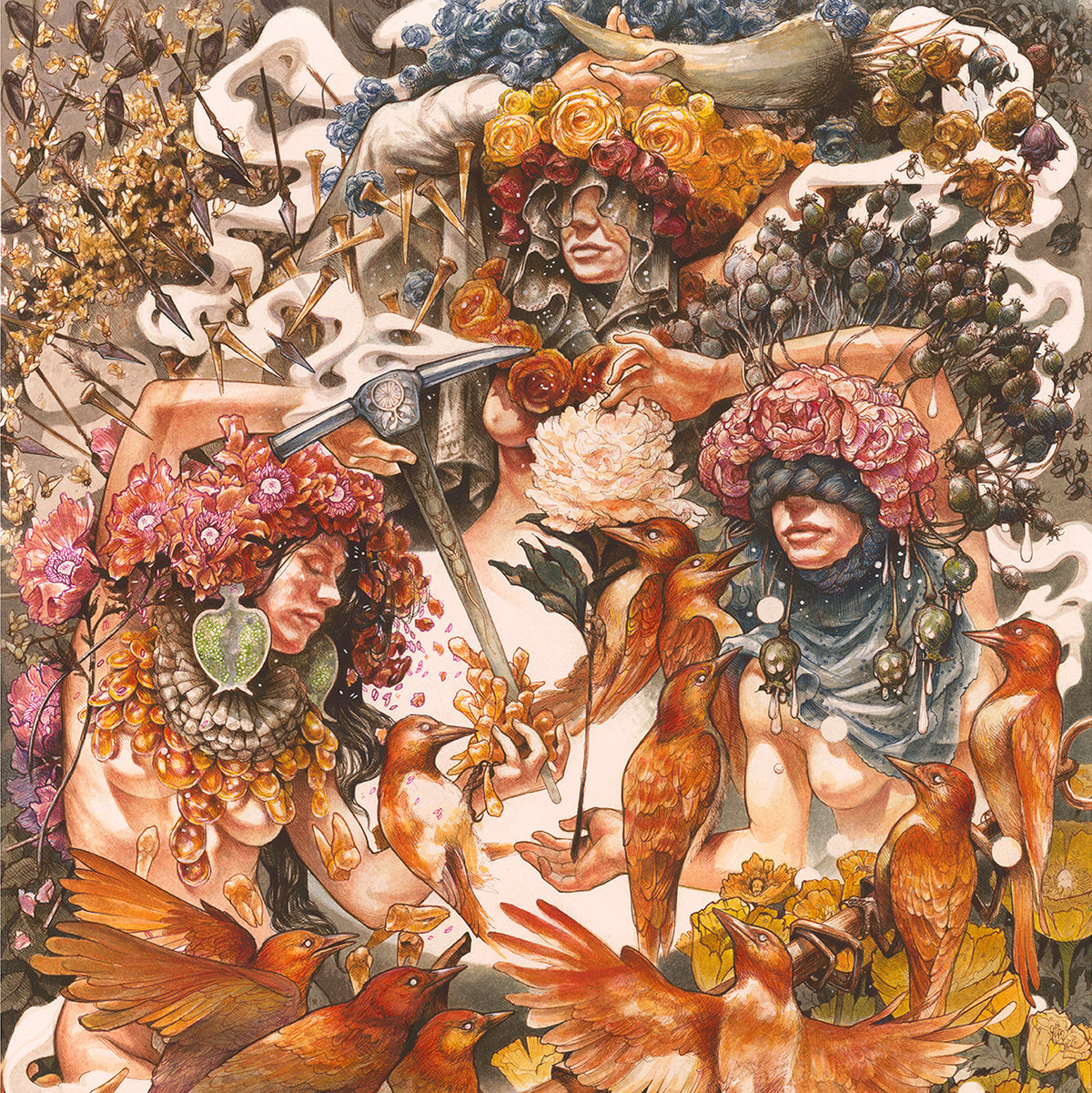 USED: Baroness - Gold & Grey LP record (orange / yellow-black marble vinyl)