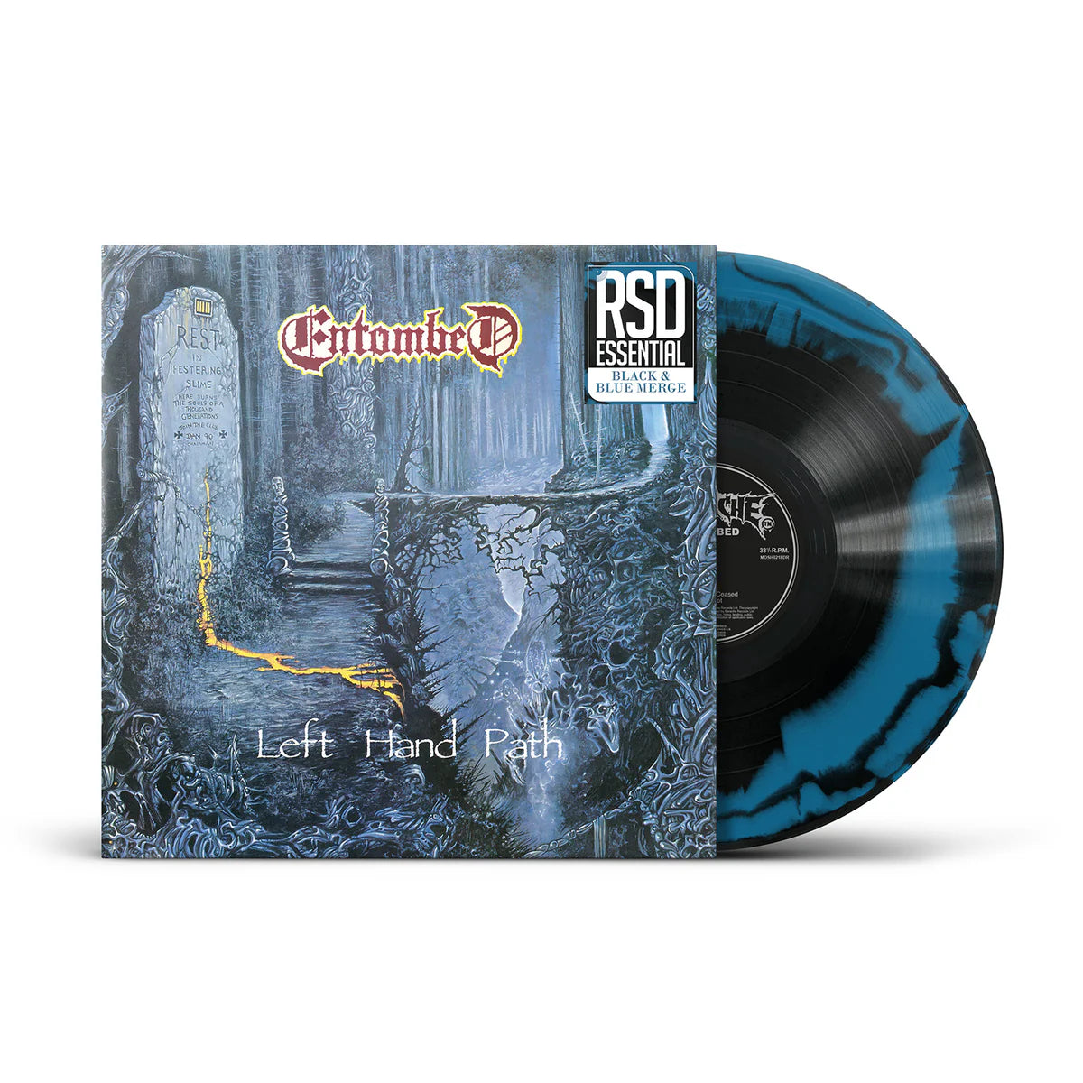 PREORDER (09/26/25): Entombed - Left Hand Path LP record (blue / black colored vinyl)