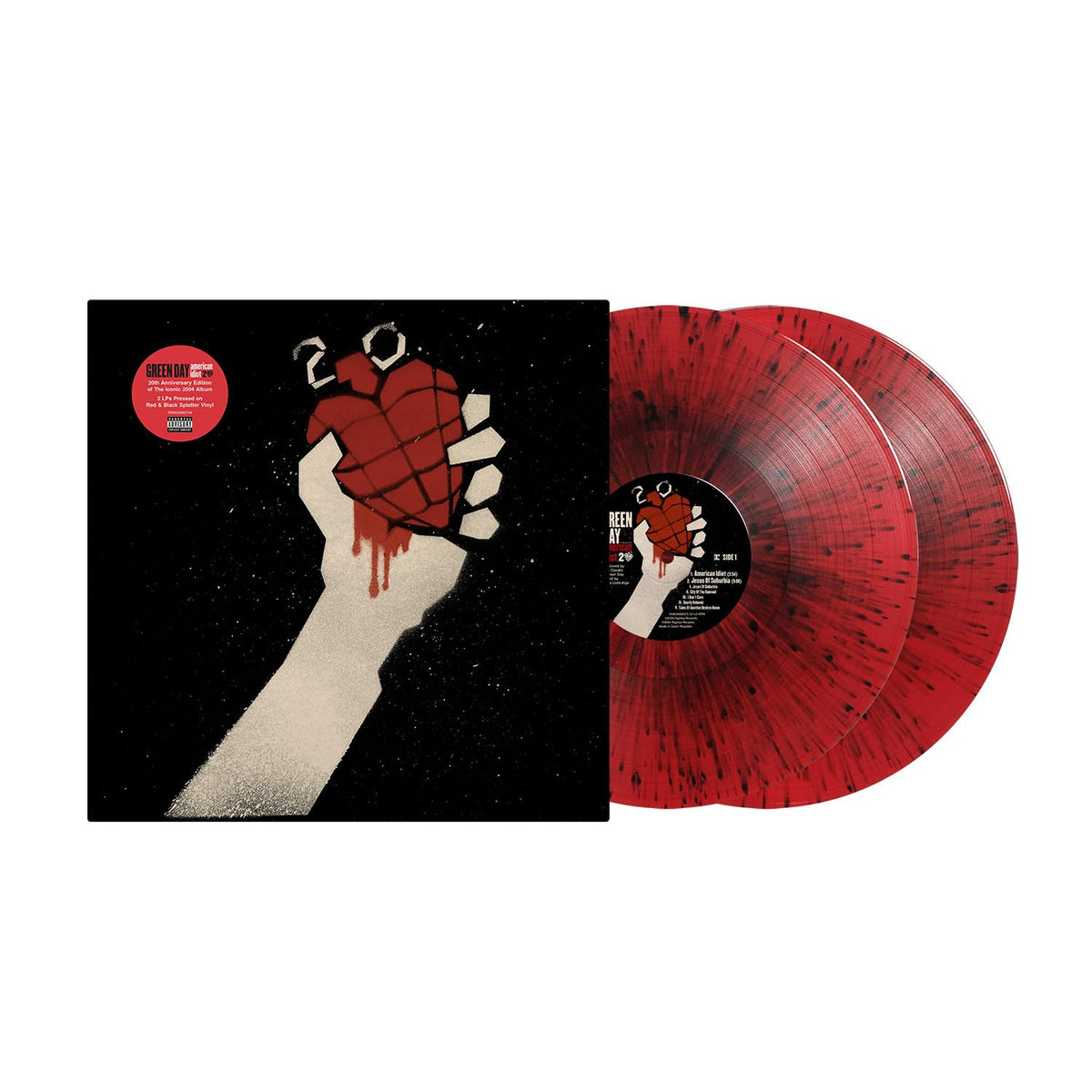 Green Day - American Idiot LP record (20th anniversary on red & black splatter vinyl)