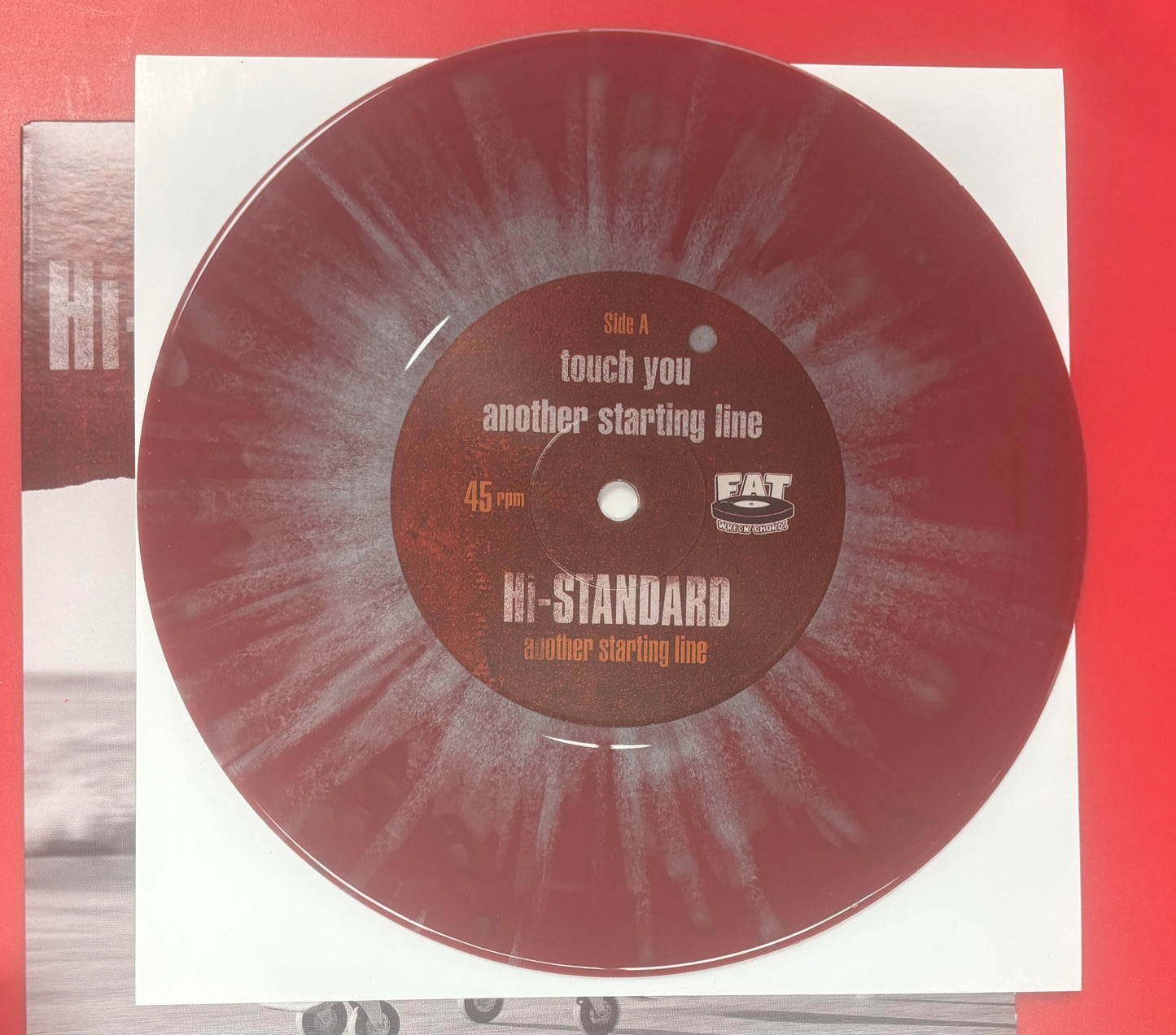 USED: Hi-Standard - Another Starting Line 7" single (oxblood w/ splatter vinyl)