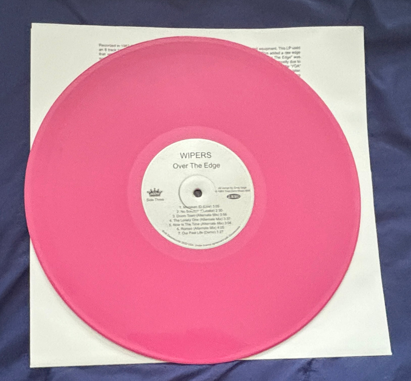 USED: Wipers - Over the Edge 2xLP red & pink vinyl record (2022 Anniversary reissue & RSD release)