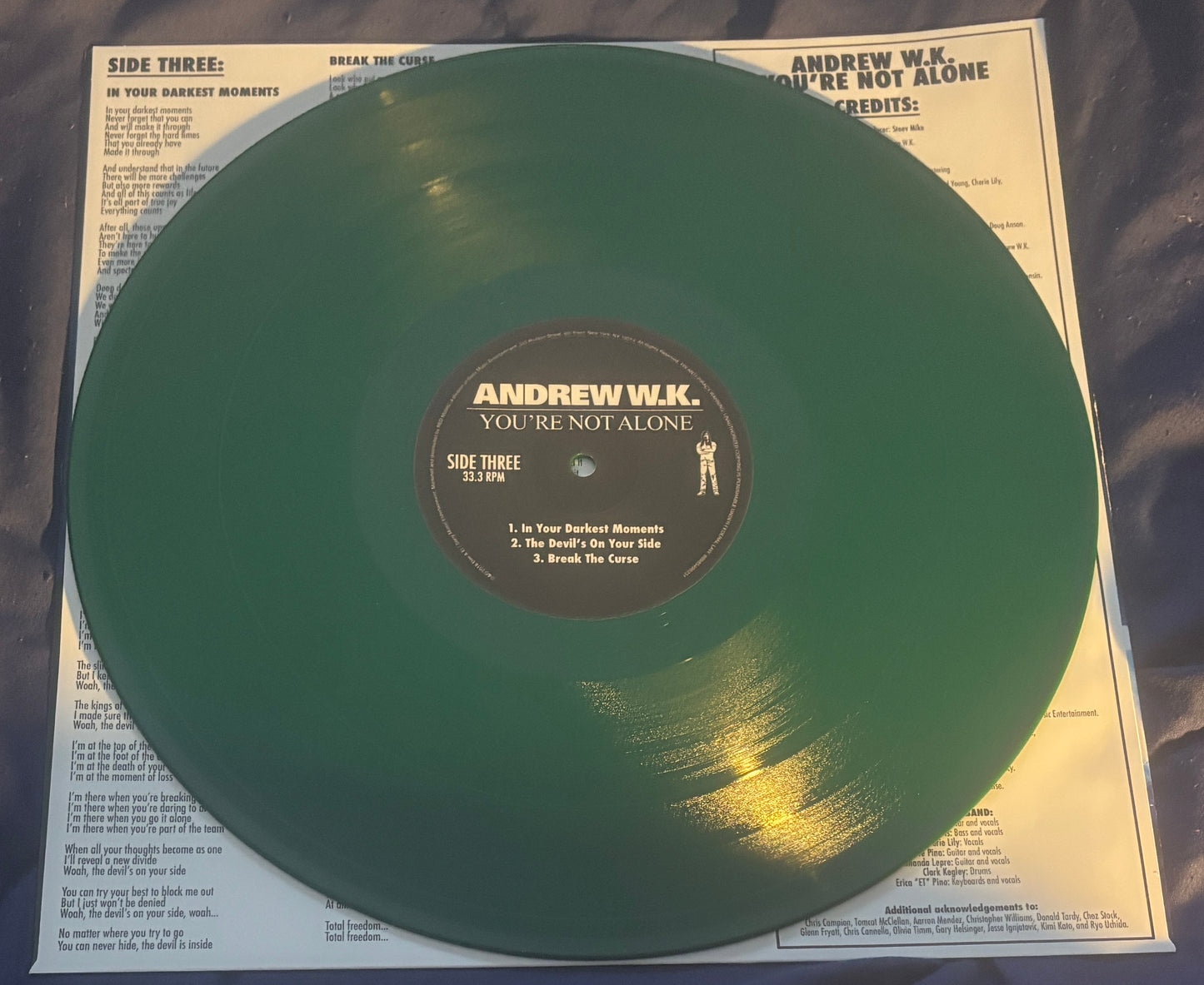 USED: Andrew W.K. - You're Not Alone 2xLP green and blue 180g vinyl record (2018 pressing)