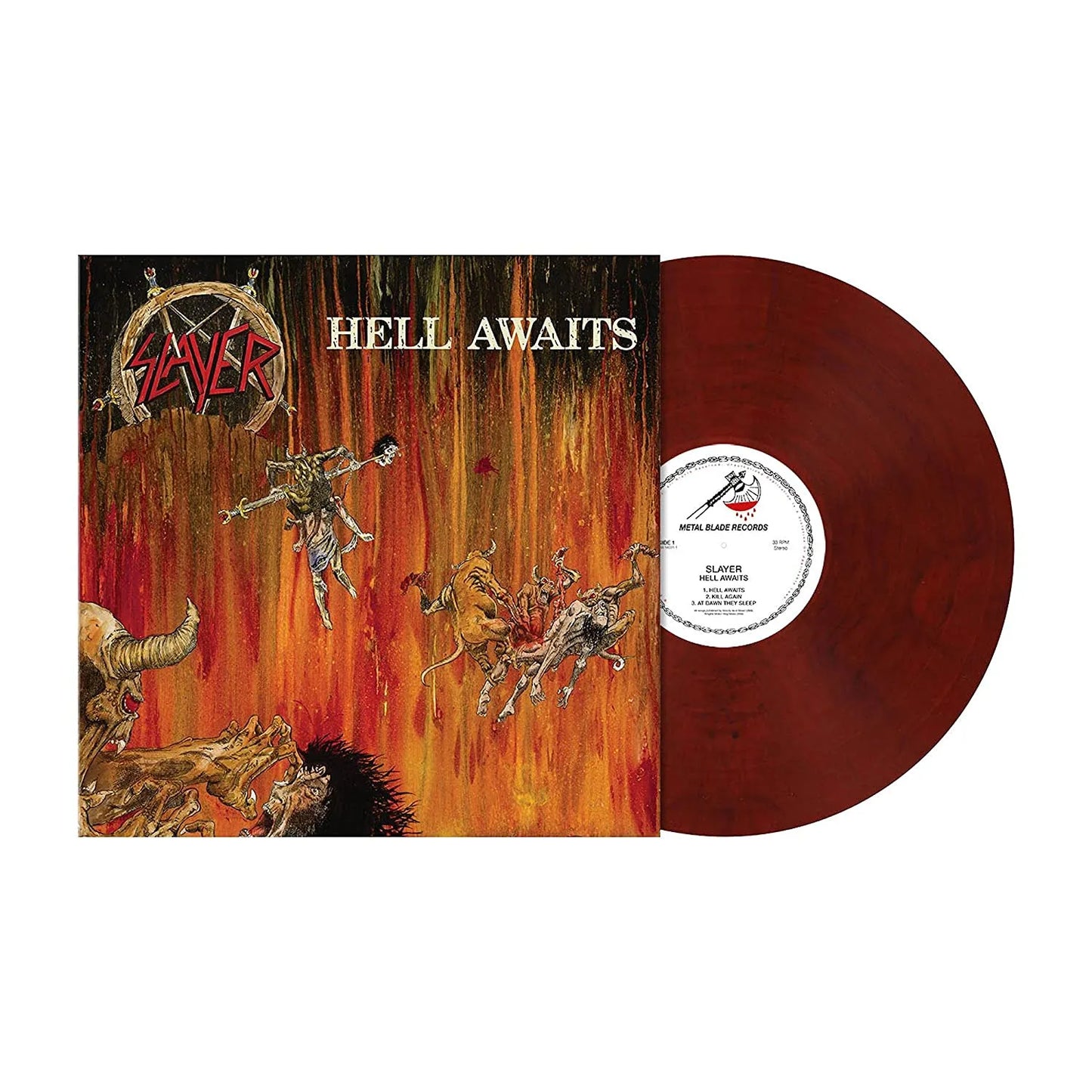 Slayer - Hell Awaits LP record (red marbled vinyl)