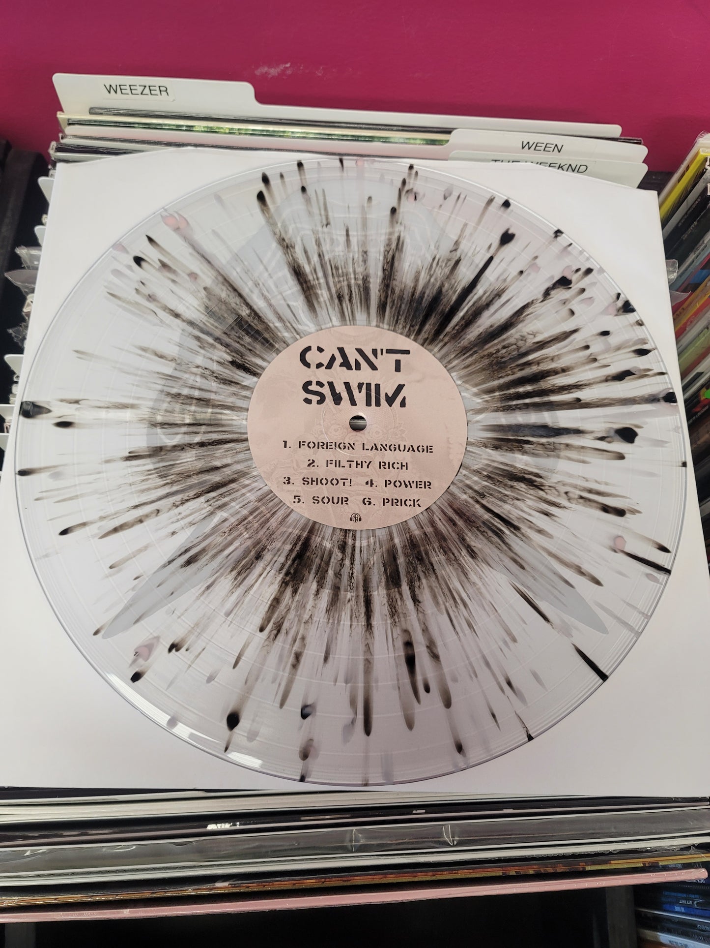 USED: Can't Swim - Foreign Language 12" vinyl EP (clear vinyl with splatter)