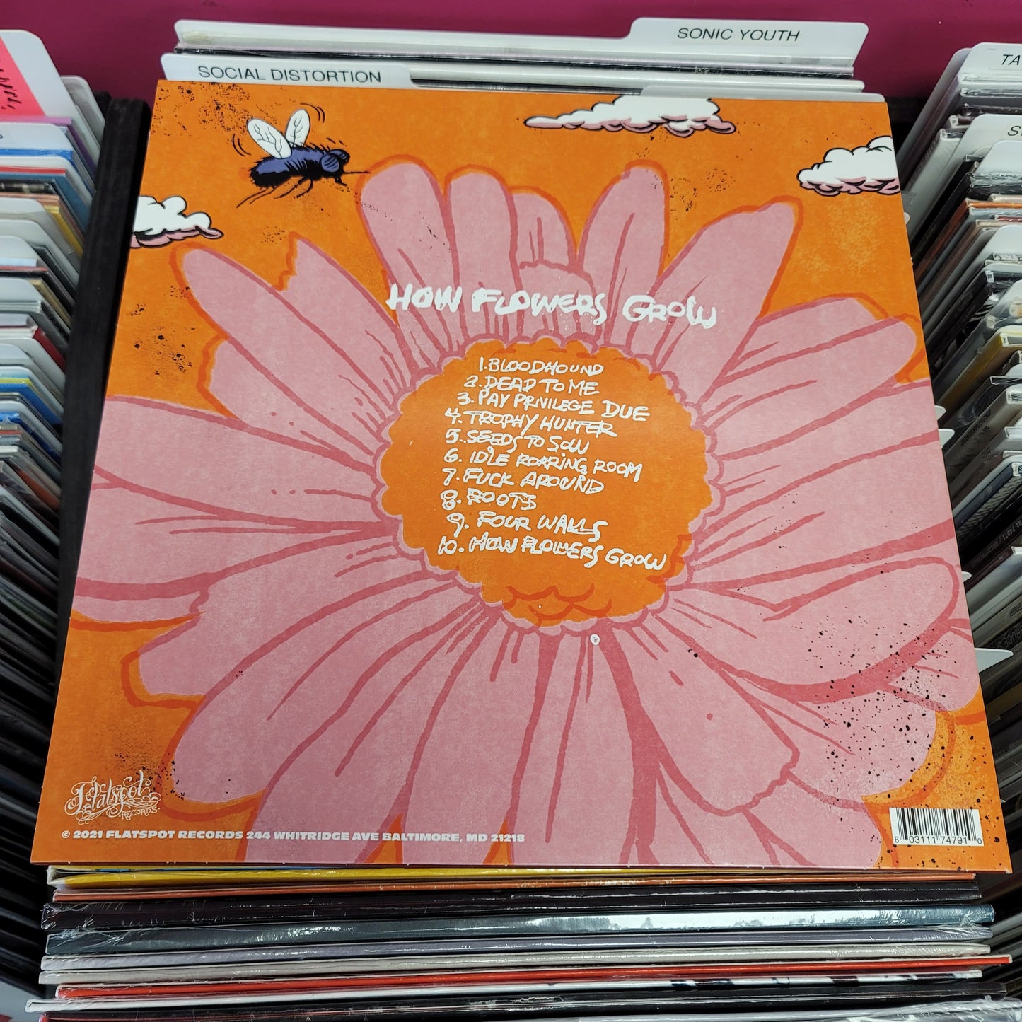 USED: Scowl - How Flowers Grow LP record (orange vinyl)