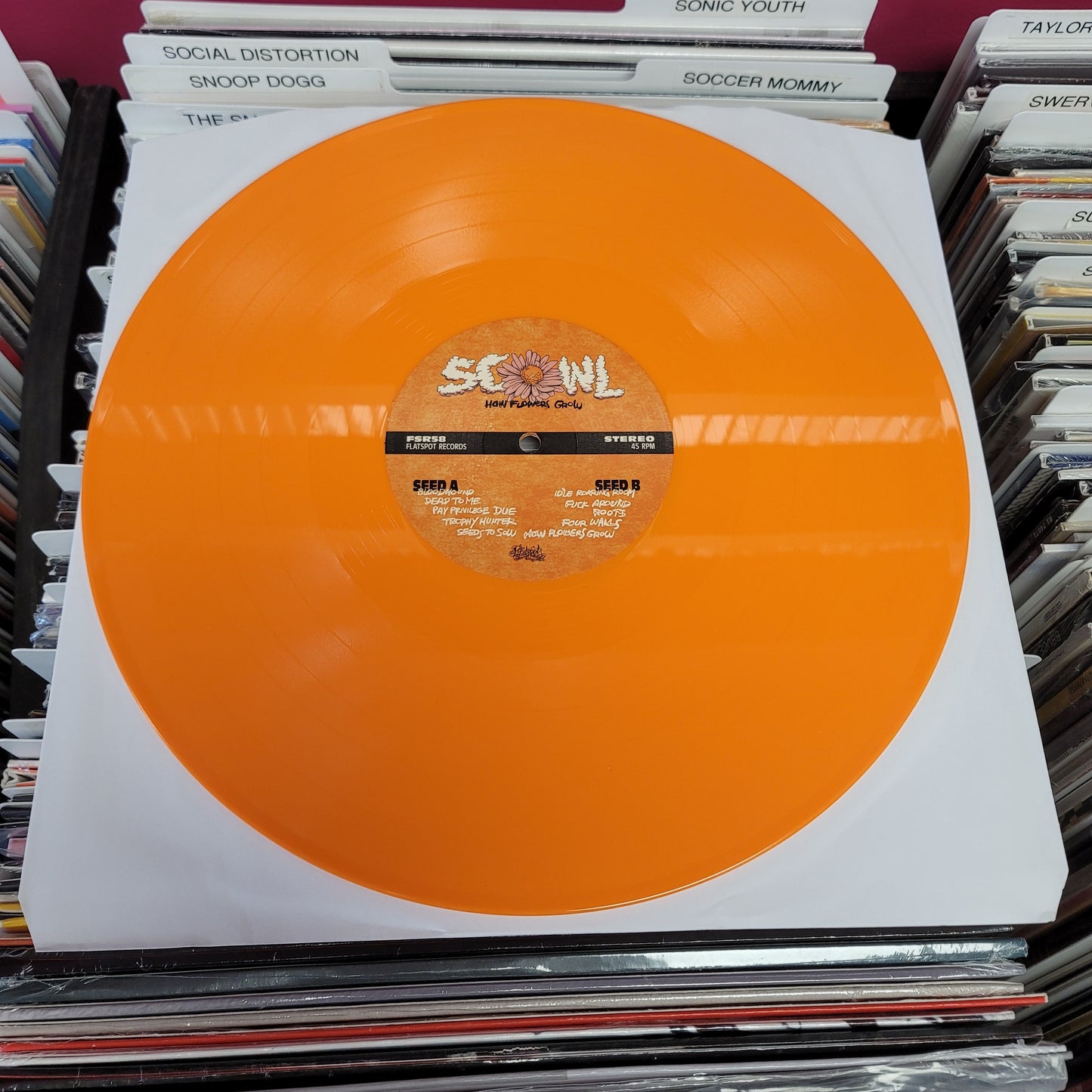 USED: Scowl - How Flowers Grow LP record (orange vinyl)