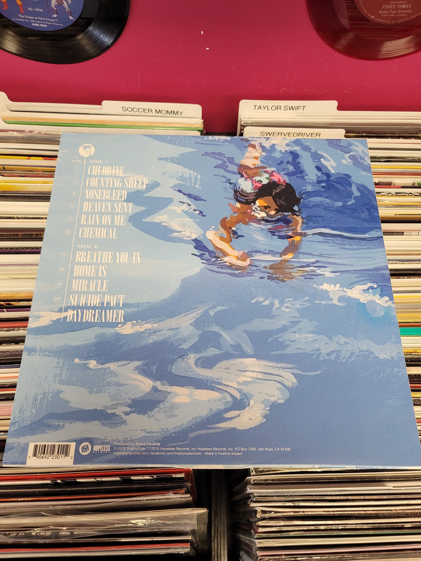 USED: Trophy Eyes - Chemical Miracle LP record (clear vinyl w/ blue splatter)