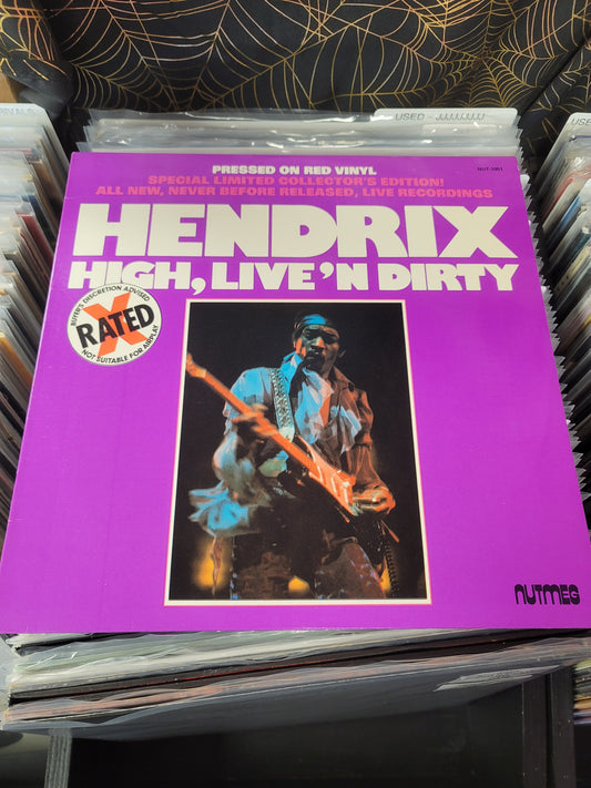 USED: Jimi Hendrix - High, Live n' Dirty LP record (red vinyl)