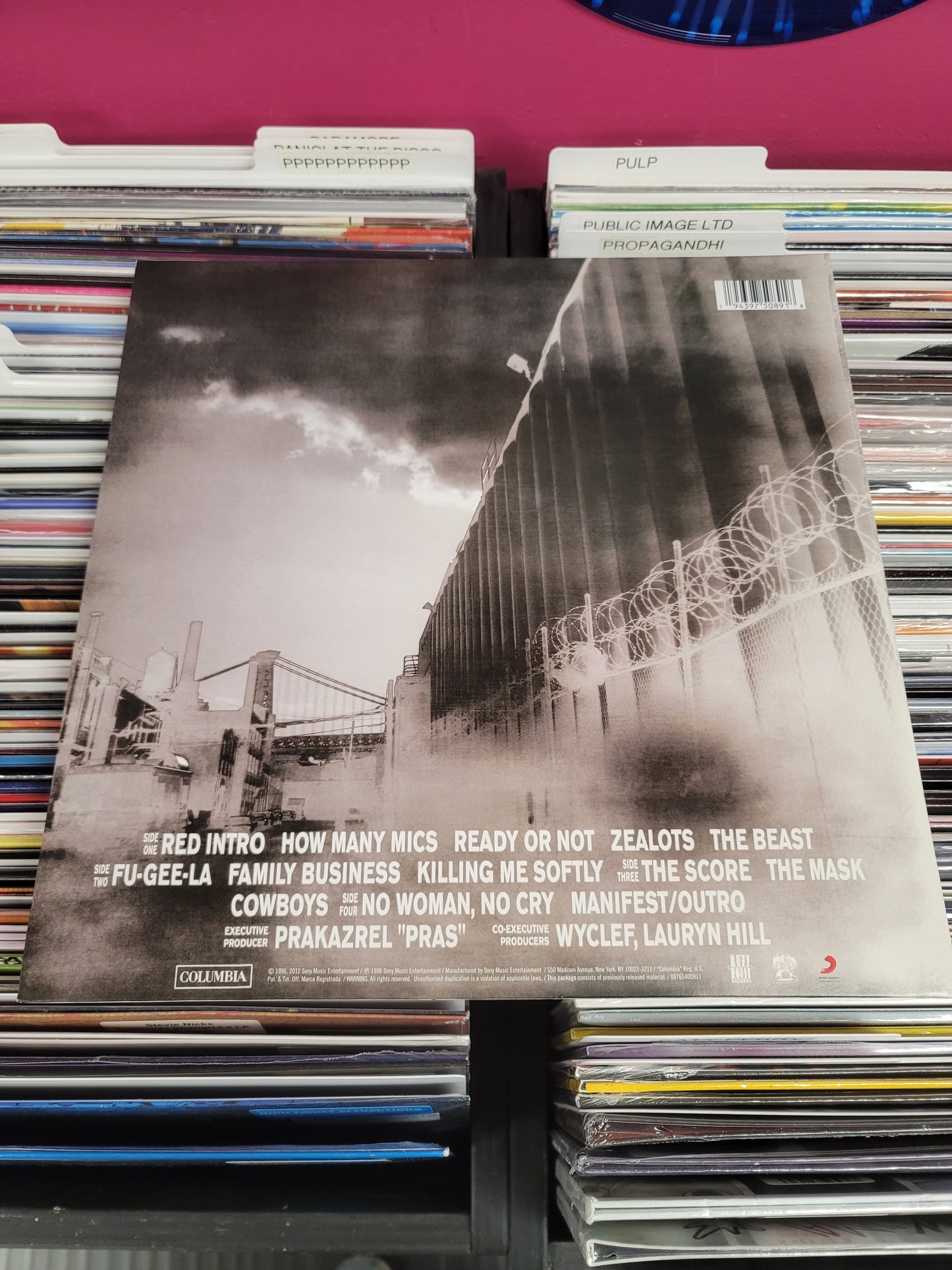 USED: The Fugees - The Score LP record (clear vinyl w/ white streaks)