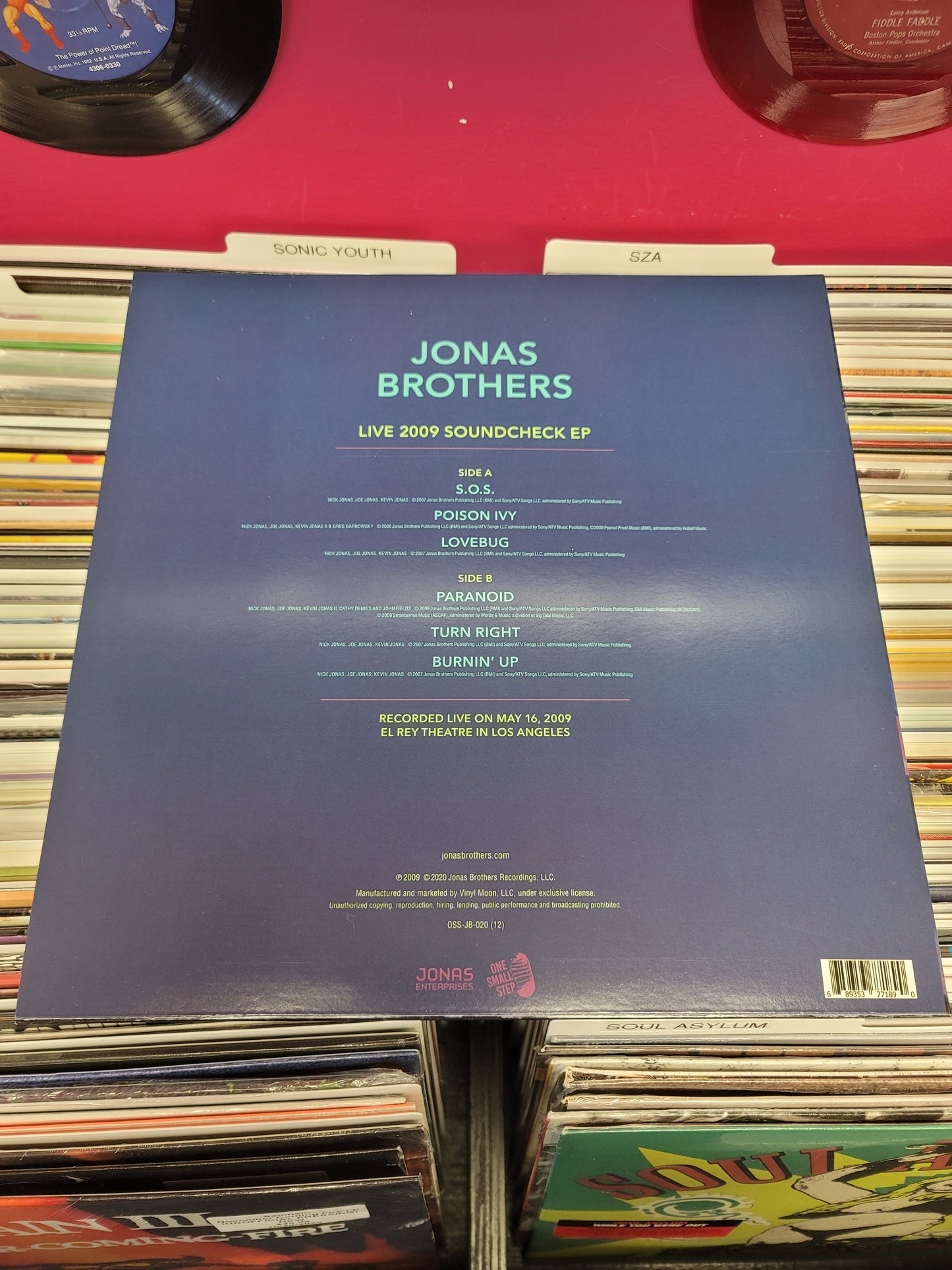 USED: The Jonas Brothers - Live 2009 Soundcheck 12" EP (pink vinyl)