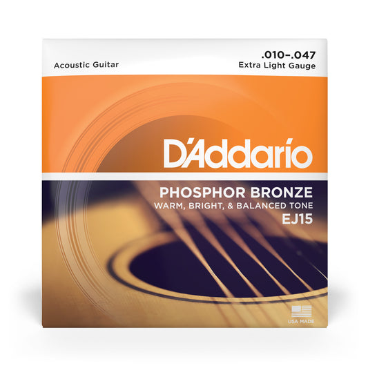 D'Addario EJ15 acoustic guitar strings (10-47 gauge)