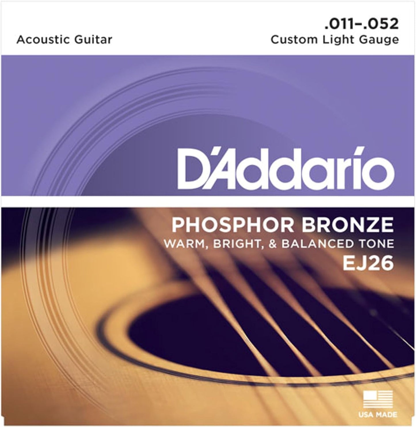 D'Addario EJ26 phosphor bronze acoustic guitar strings (light 11-52 gauge)