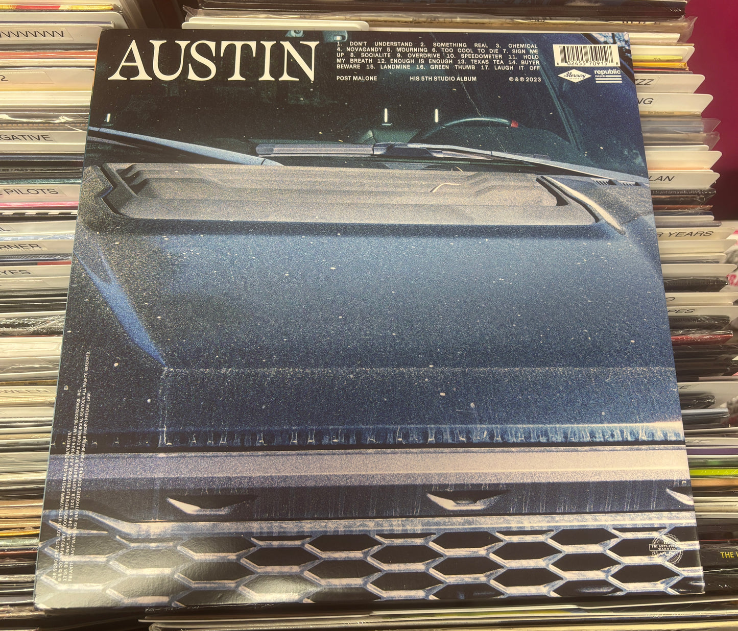 USED: Post Malone - Austin 2xLP record (blue vinyl)