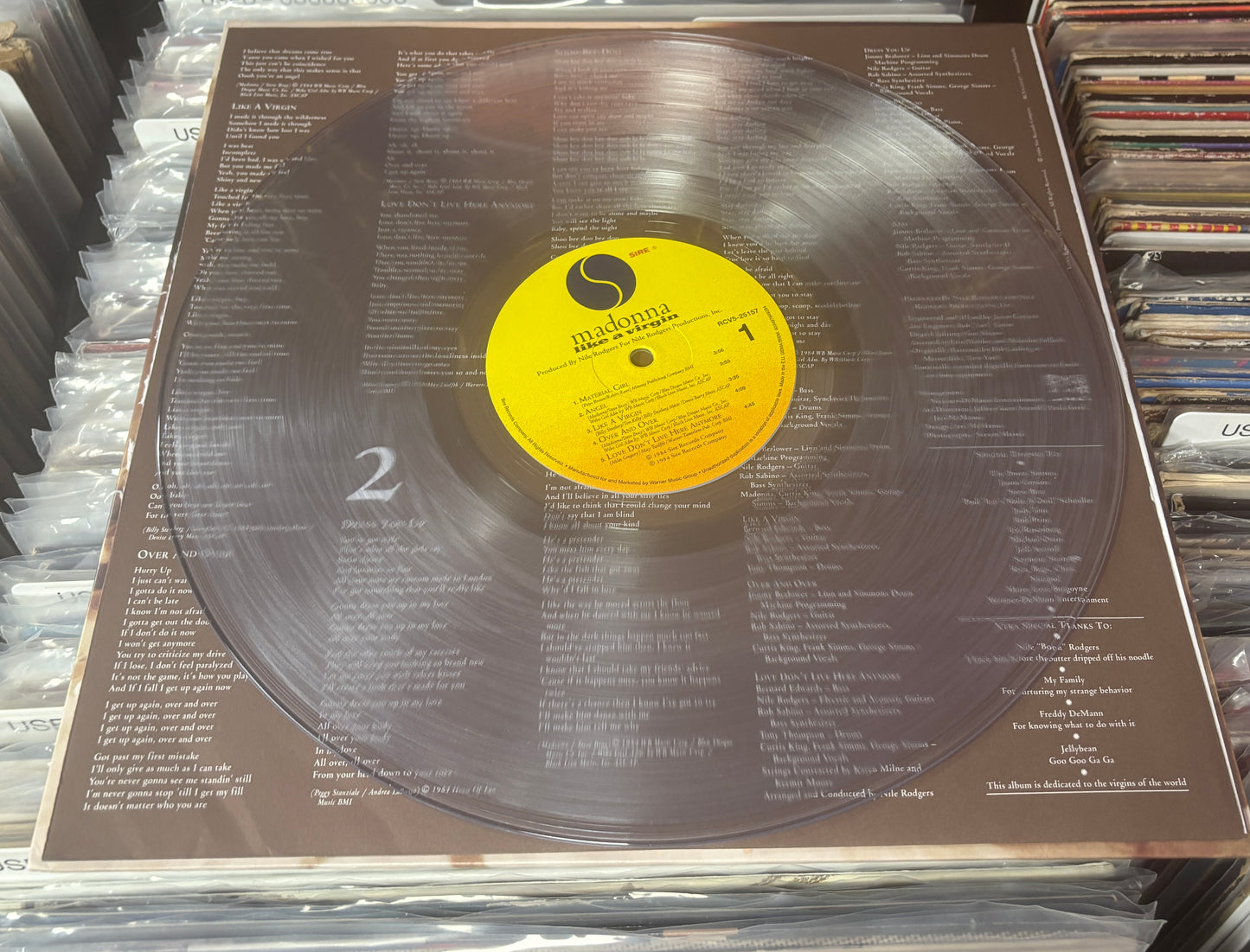 USED: Madonna - Like a Virgin LP record (clear vinyl)