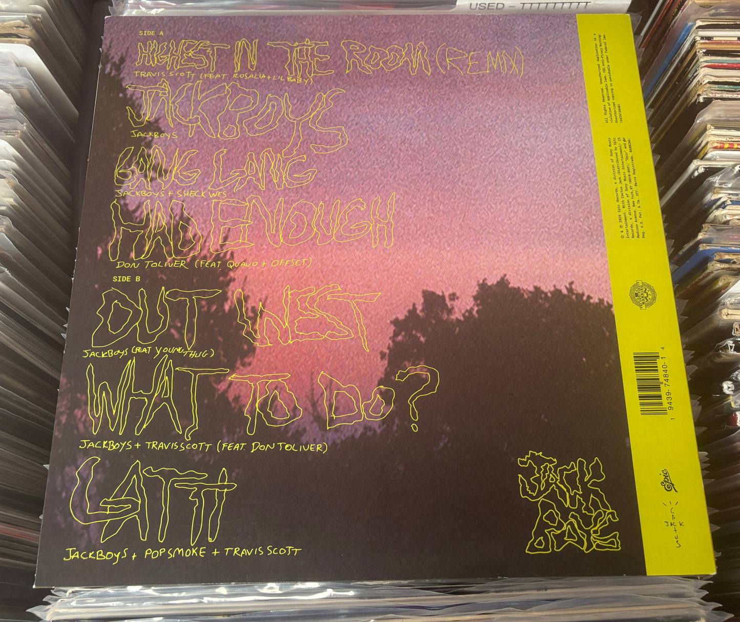 USED: Jackboys - Self-titled LP record (neon yellow vinyl)