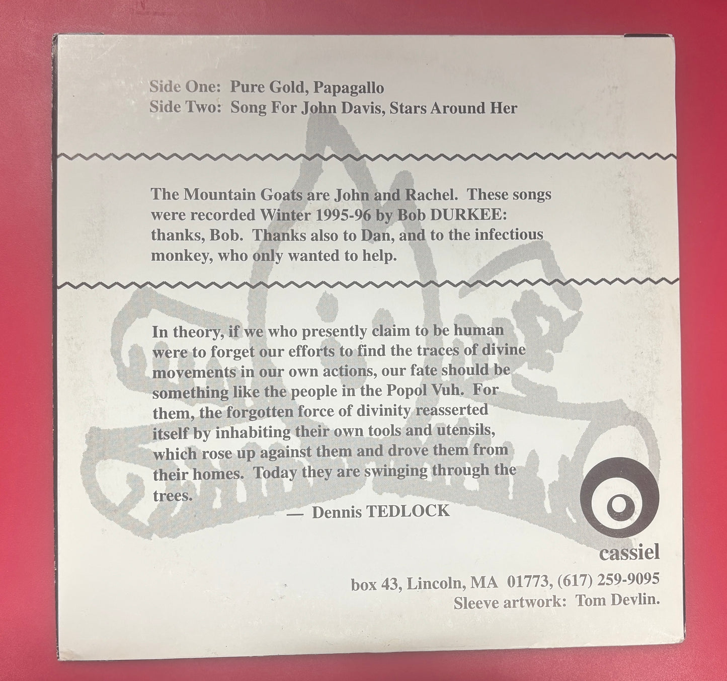 USED: The Mountain Goats - Songs About Fire 7" vinyl record (1996)