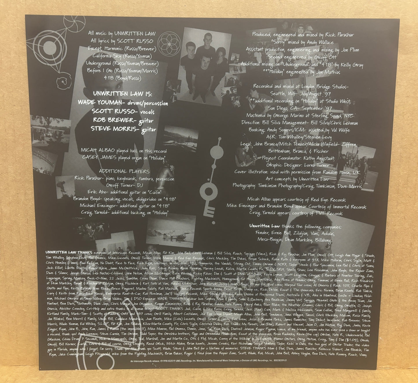 USED: Unwritten Law - Self-titled LP white vinyl record Limited to 1000 copies