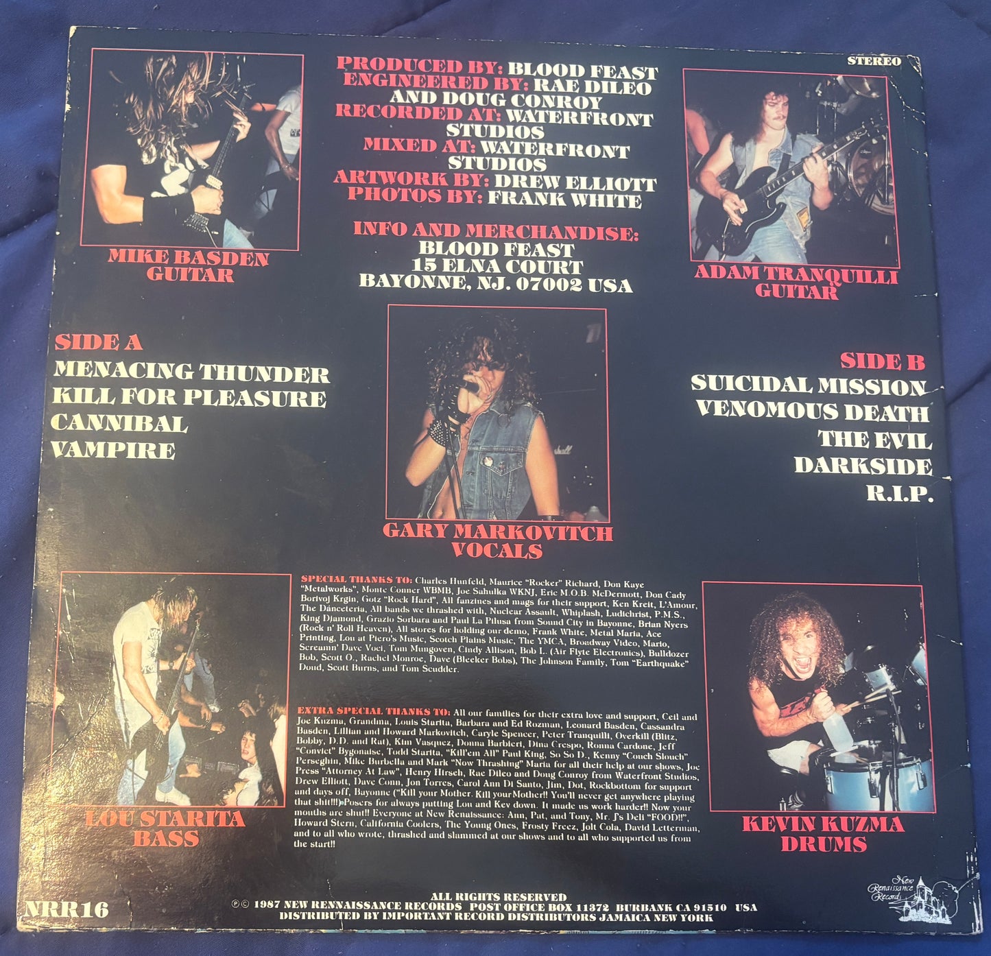 USED: Blood Feast - Kill for Pleasure LP vinyl record (original 1987 pressing)