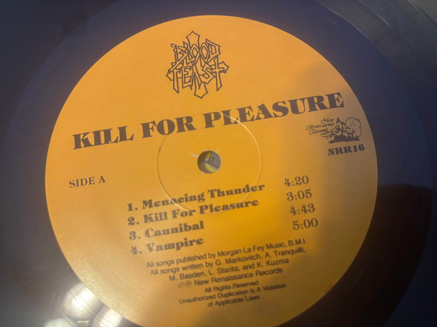 USED: Blood Feast - Kill for Pleasure LP vinyl record (original 1987 pressing)