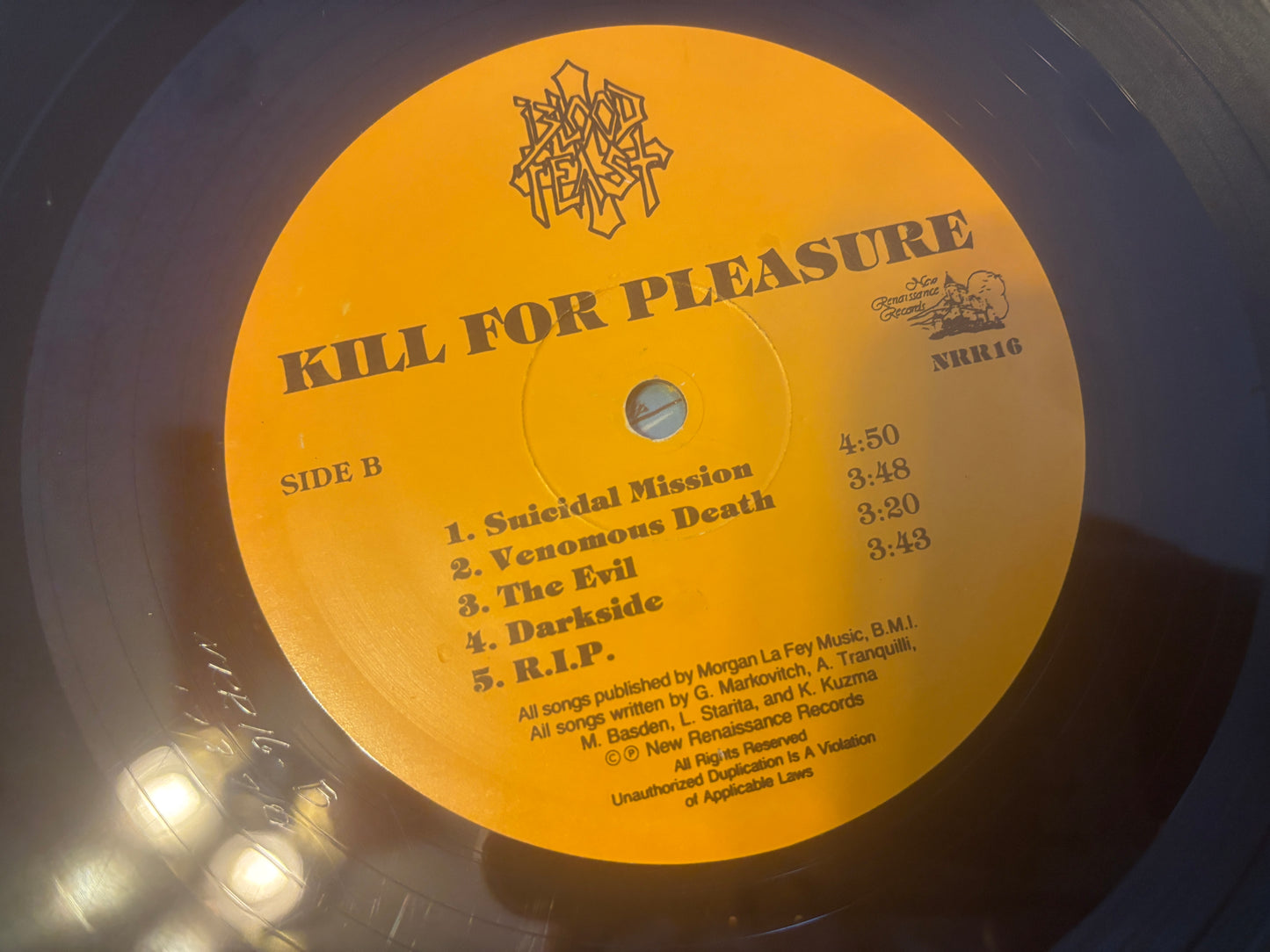 USED: Blood Feast - Kill for Pleasure LP vinyl record (original 1987 pressing)