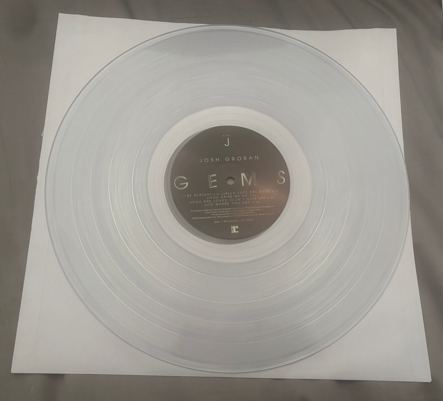 USED: Josh Groban - Gems 2xLP vinyl record (clear vinyl)