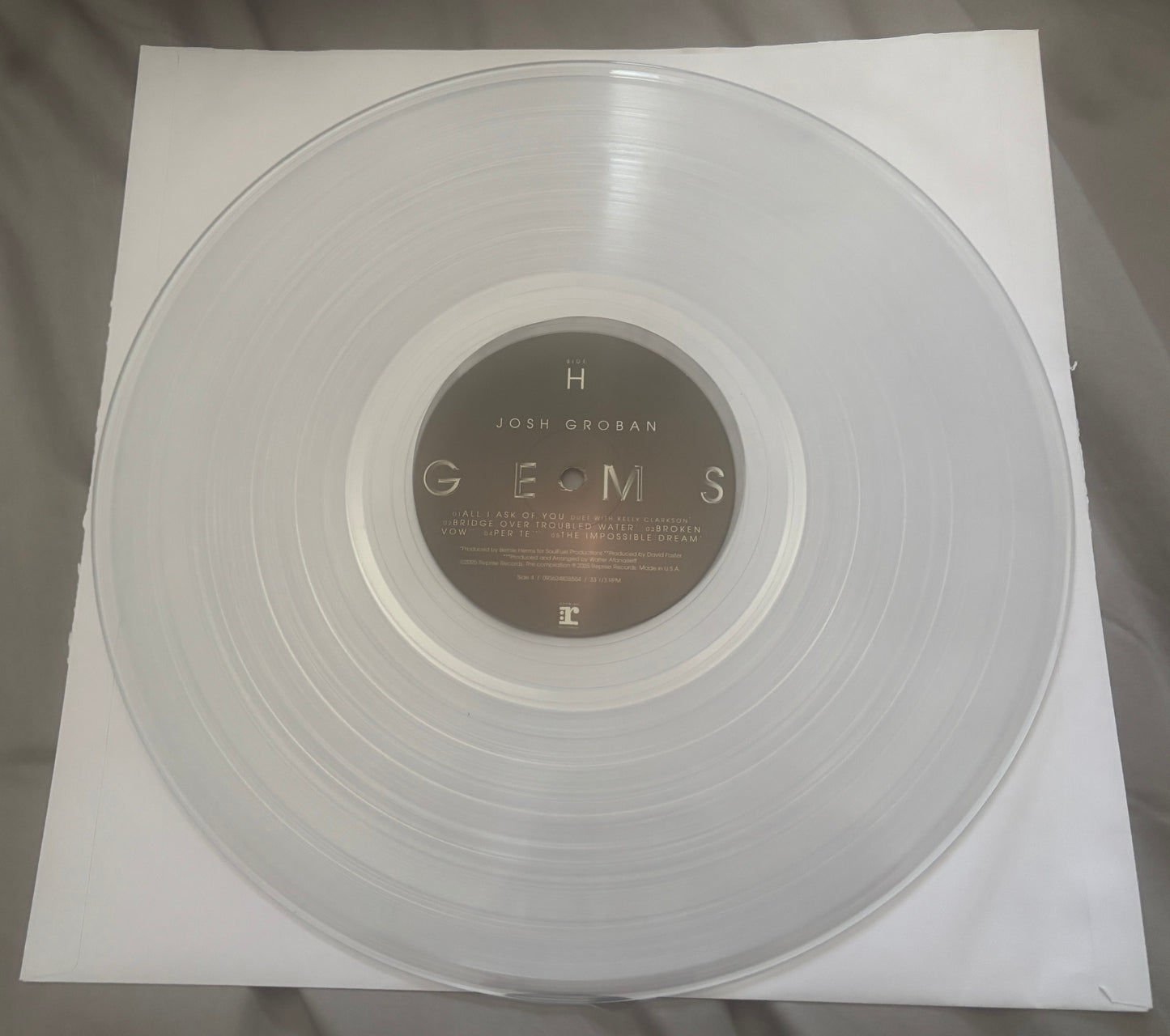 USED: Josh Groban - Gems 2xLP vinyl record (clear vinyl)