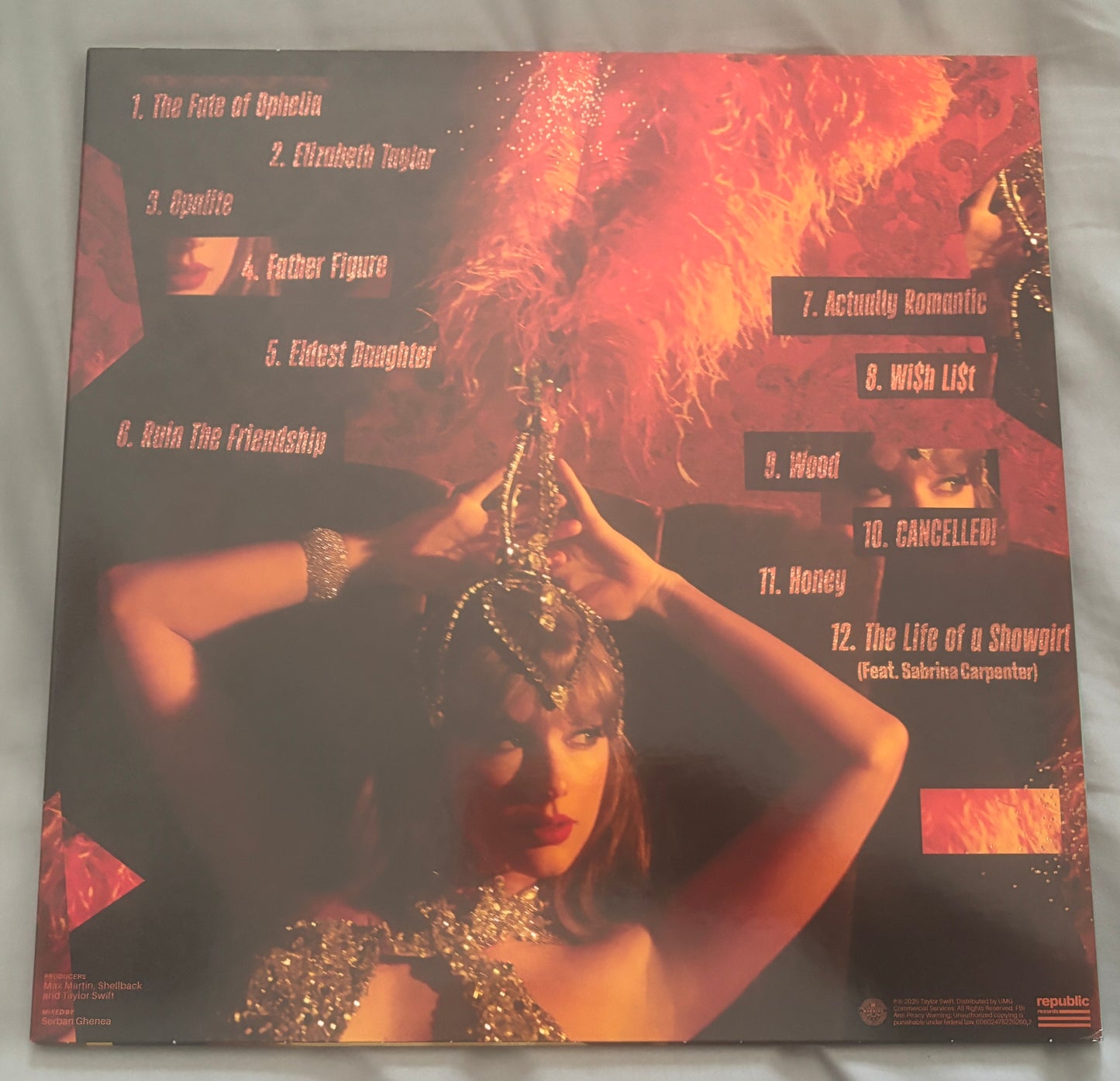 USED: Taylor Swift - The Life of a Showgirl LP orange glitter vinyl record