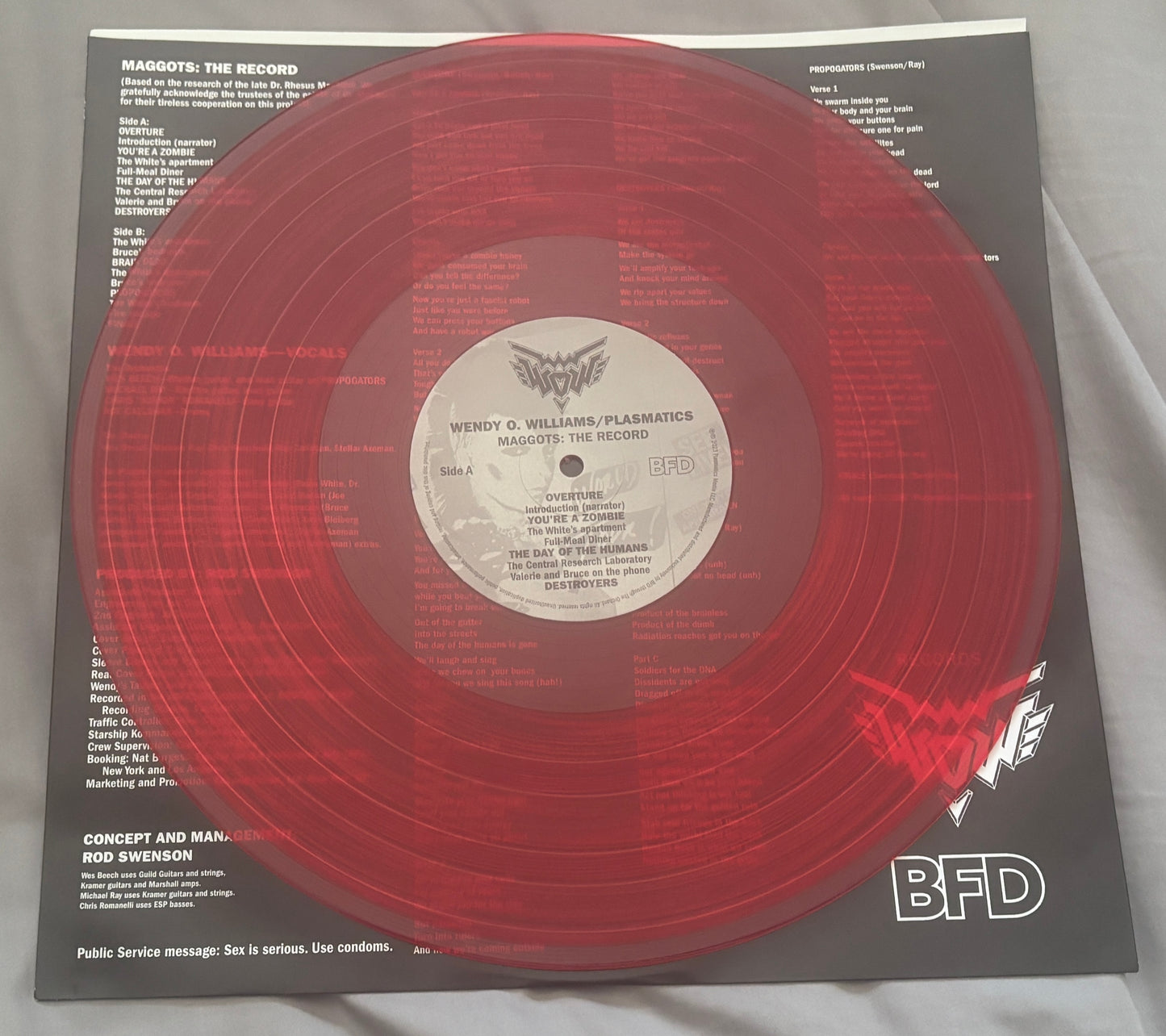 USED: Wendy O. Williams (of Plasmatics) - Maggots: The Record LP red vinyl (RSD BF 2023 pressing)