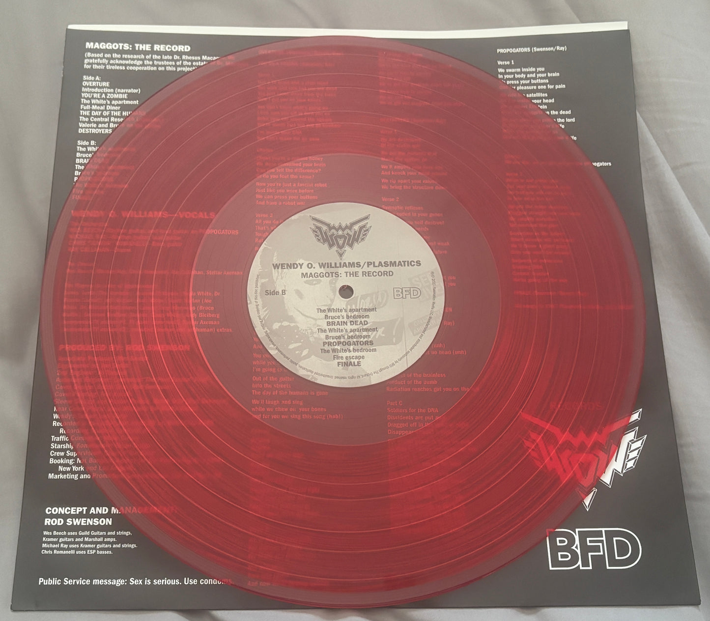 USED: Wendy O. Williams (of Plasmatics) - Maggots: The Record LP red vinyl (RSD BF 2023 pressing)