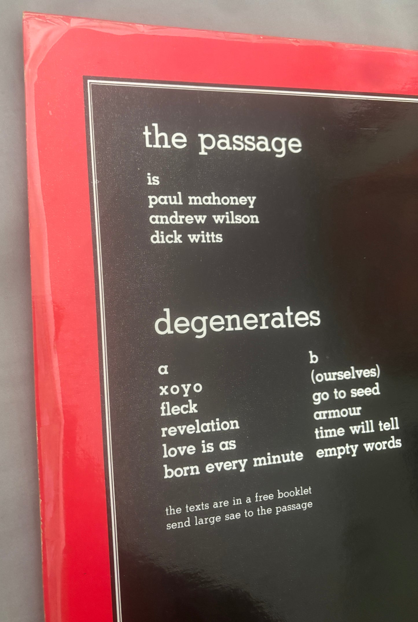 USED: The Passage - Degenerates LP vinyl record (original 1982 UK pressing)