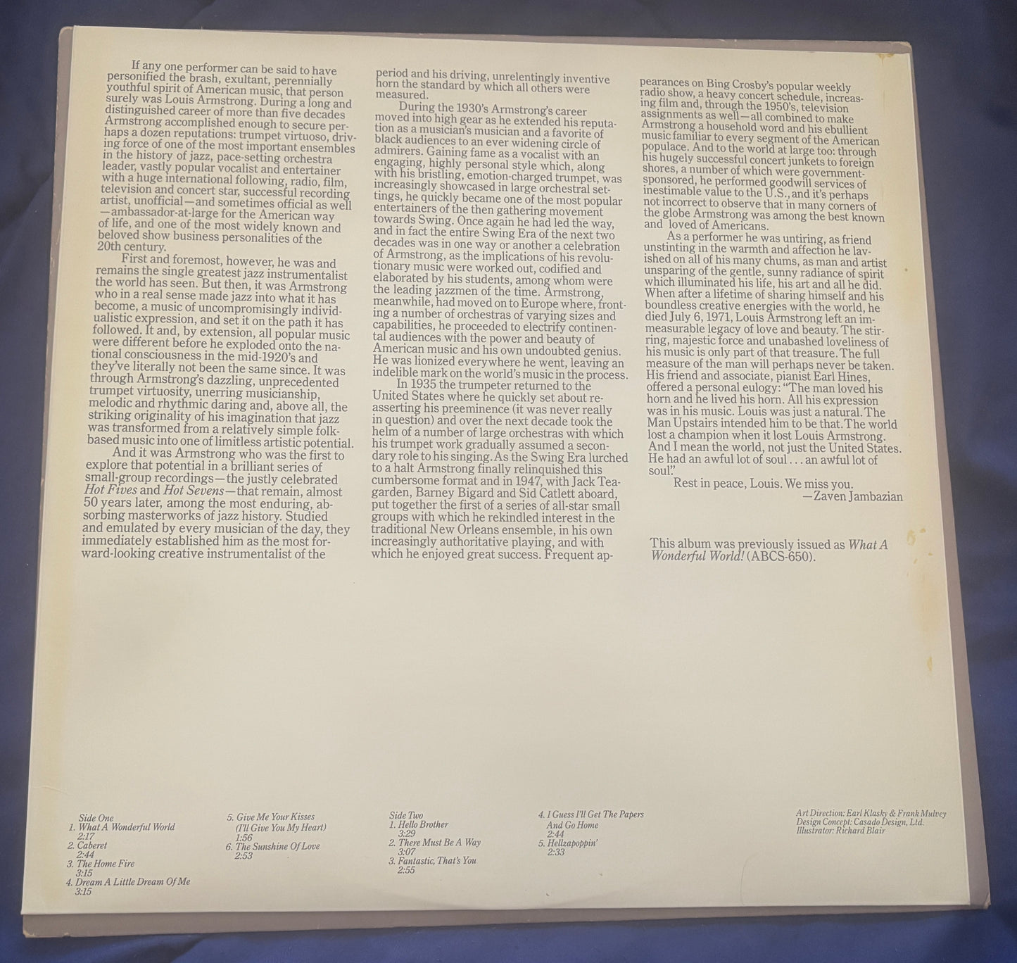 USED: Louis Armstrong - The ABC Collection LP vinyl record (original 1976 pressing)