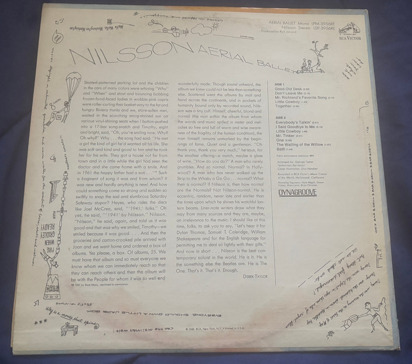USED: Harry Nilsson - Aerial Ballet LP vinyl record (1976 repress)