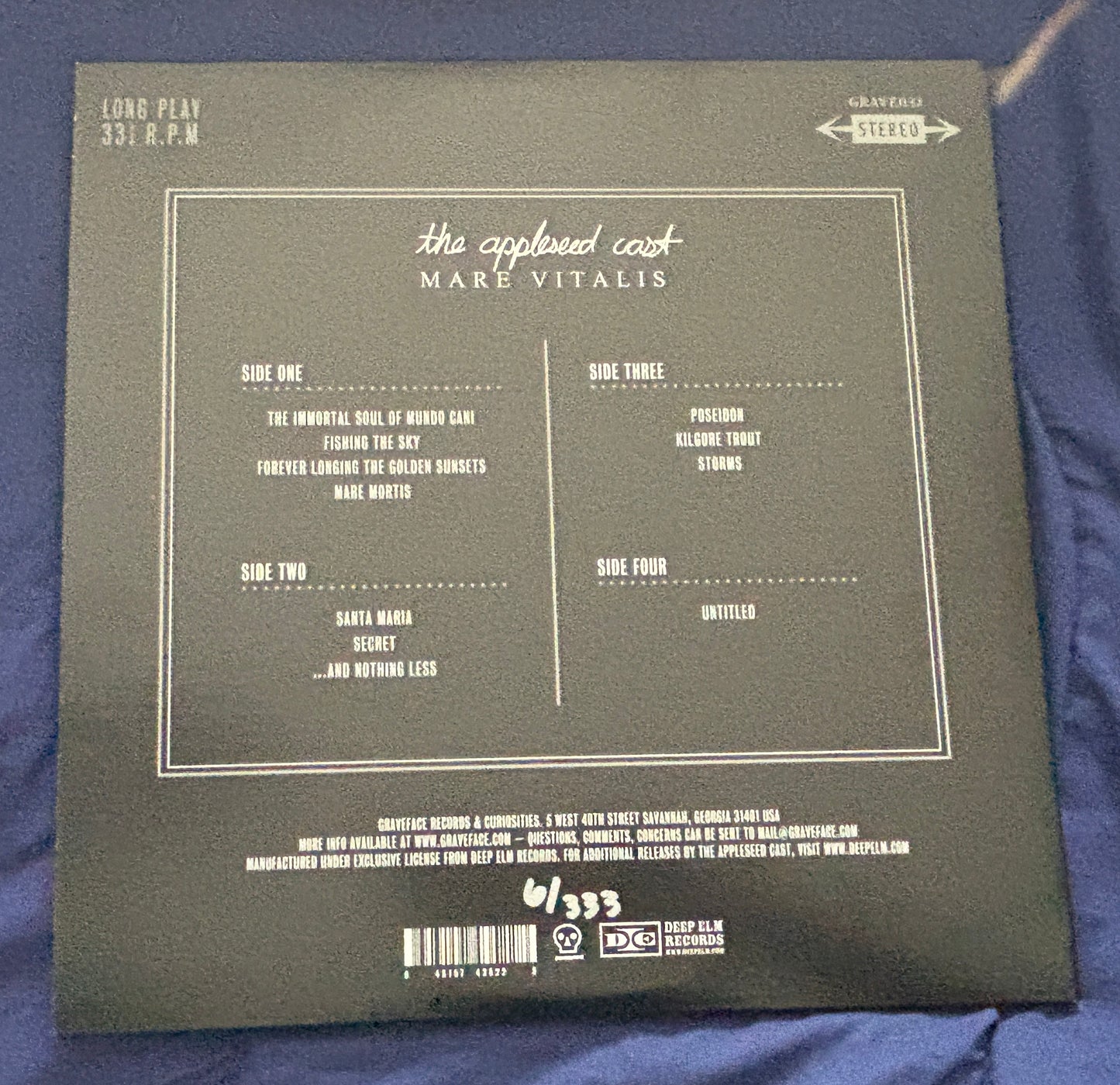 USED: The Appleseed Cast - Mare Vitalis 2xLP black and white stripe vinyl record (2015 pressing limited and numbered)