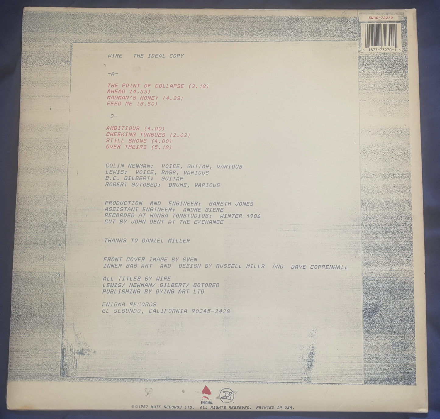 USED: Wire - The Ideal Copy LP vinyl record (original 1987 US pressing)