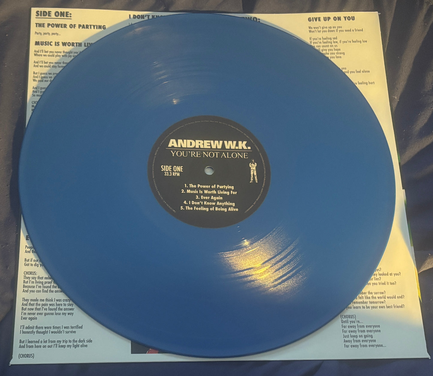 USED: Andrew W.K. - You're Not Alone 2xLP green and blue 180g vinyl record (2018 pressing)