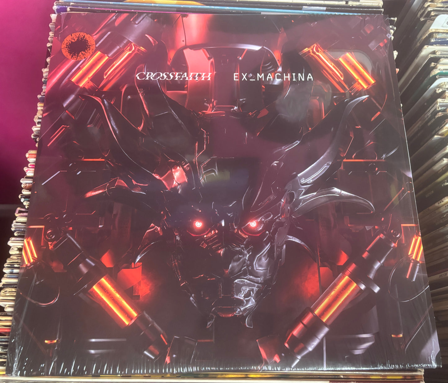 USED: Crossfaith - Ex_Machina LP orange & black splatter vinyl record (2018 Australian Pressing)
