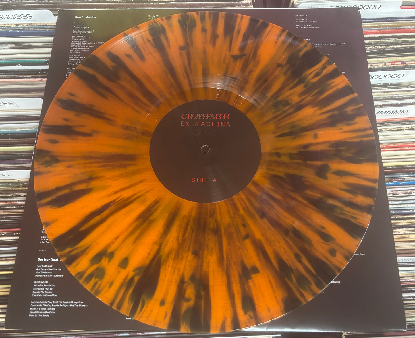 USED: Crossfaith - Ex_Machina LP orange & black splatter vinyl record (2018 Australian Pressing)