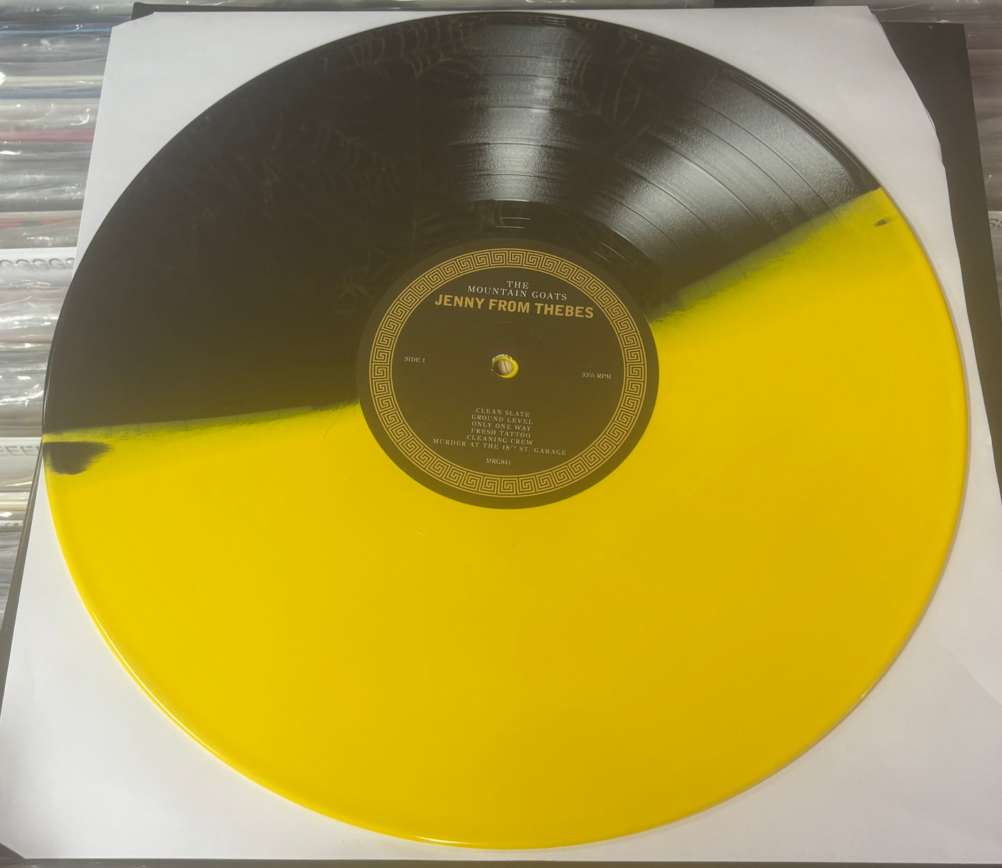 USED: The Mountain Goats - Jenny From Thebes LP yellow & black colored vinyl LP