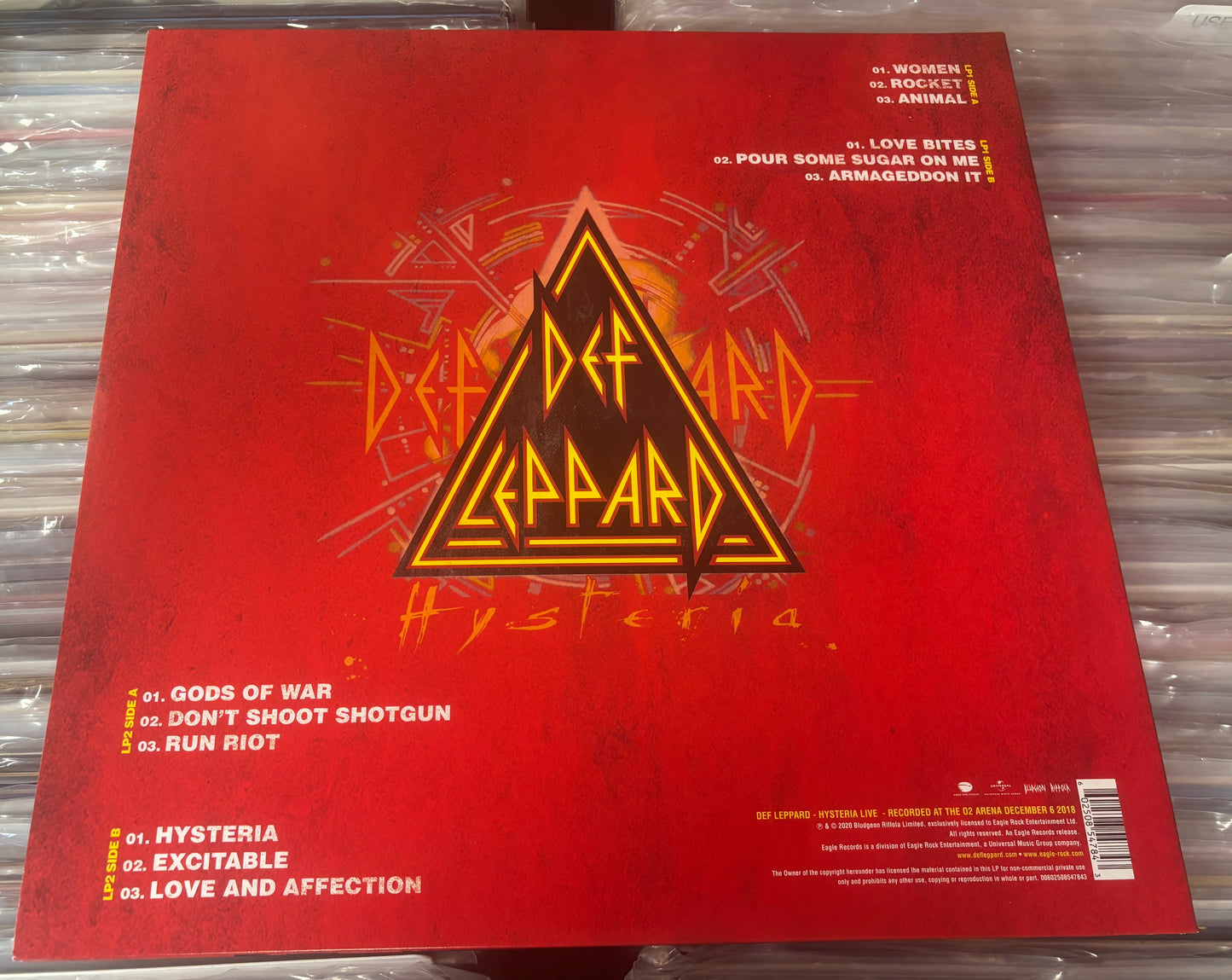USED: Def Leppard - Hysteria Live! 2xLP clear vinyl record