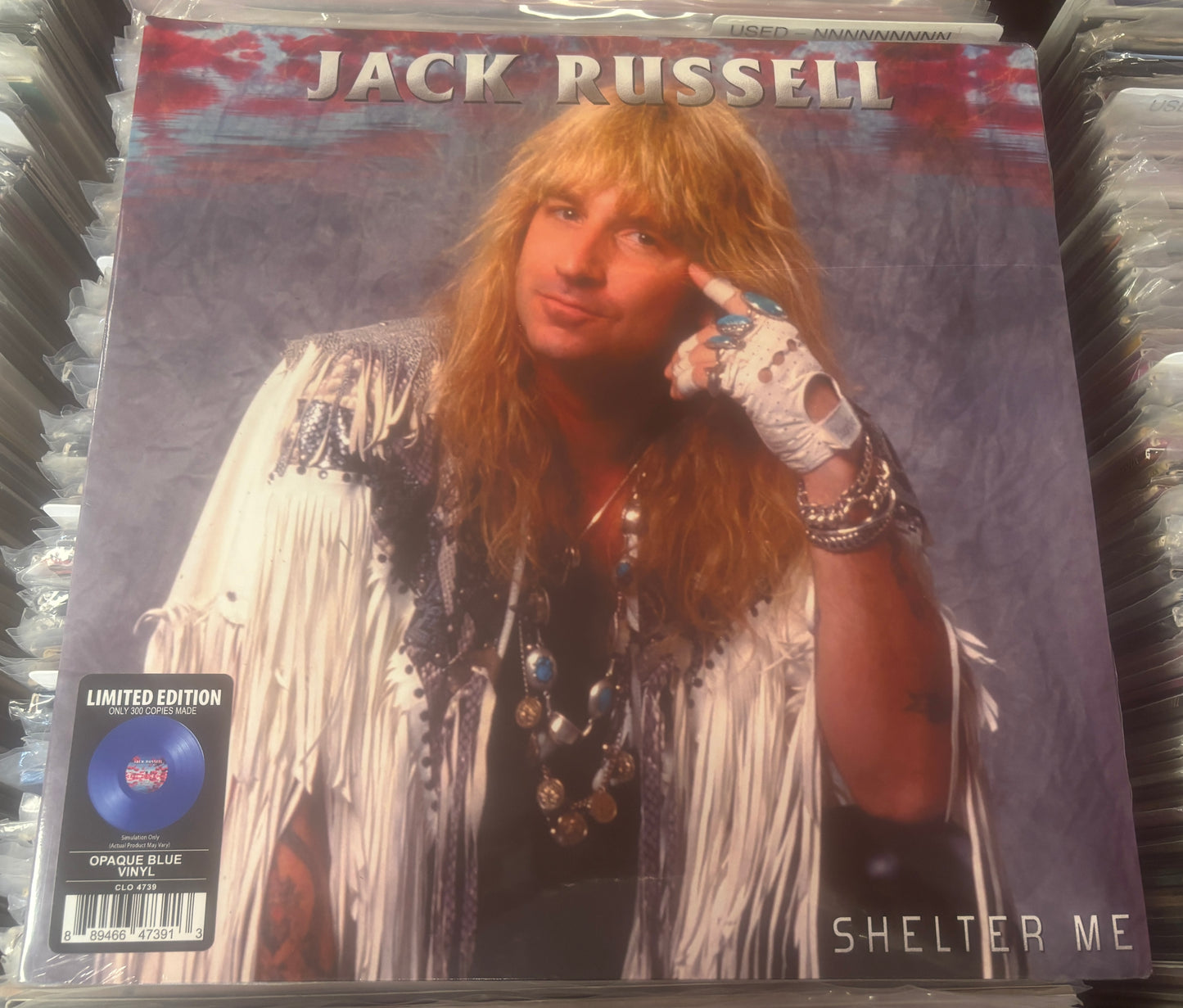 USED: Jack Russell - Shelter Me LP blue vinyl record (limited to 300/STILL SEALED)