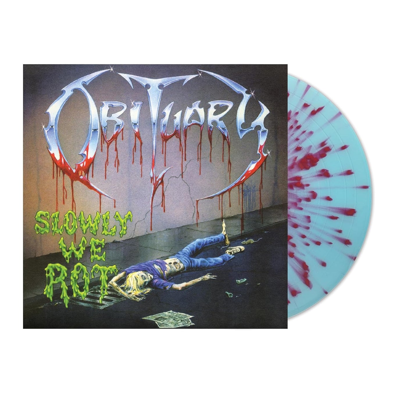 Obituary - Slowly We Rot LP corpse blue w/ blood splatter vinyl record